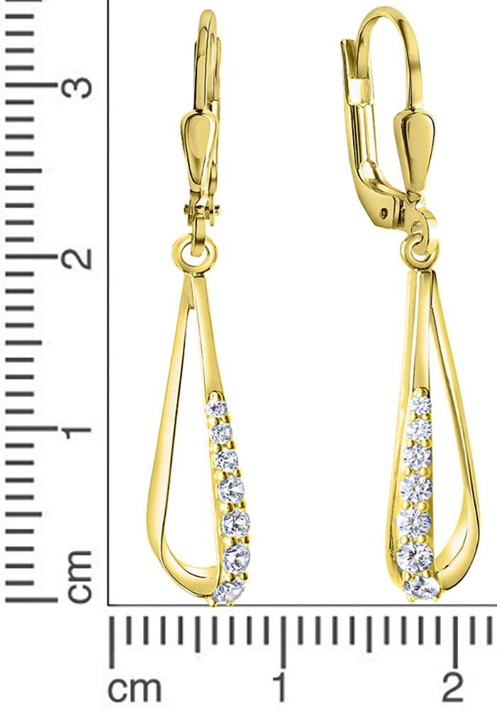 Firetti Paar Ohrhänger »Schmuck Geschenk Gold 375 Ohrschmuck Patentbrisur Glitzer«, mit Zirkonia (synth.)
