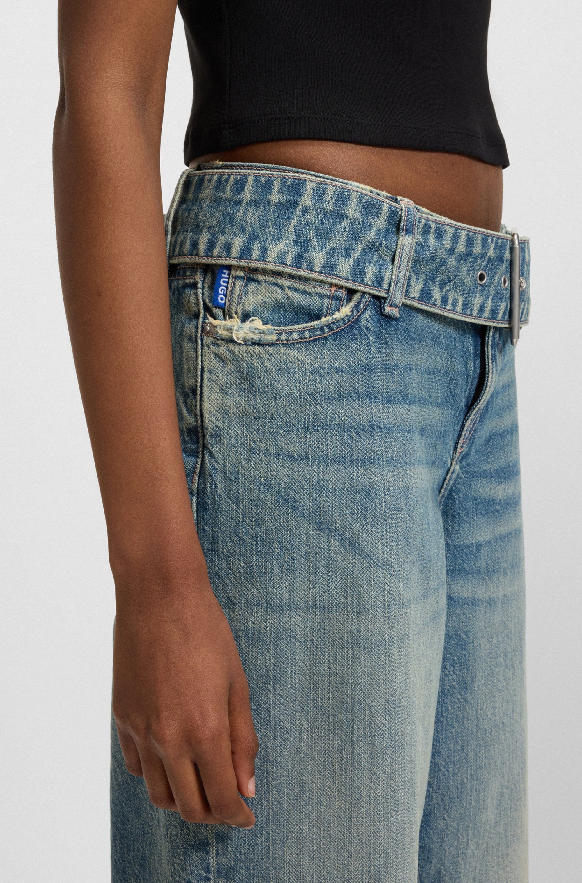 HUGO Blue Low-rise-Jeans »Glory«, mit Denim-Gürtel, Baggy Fit