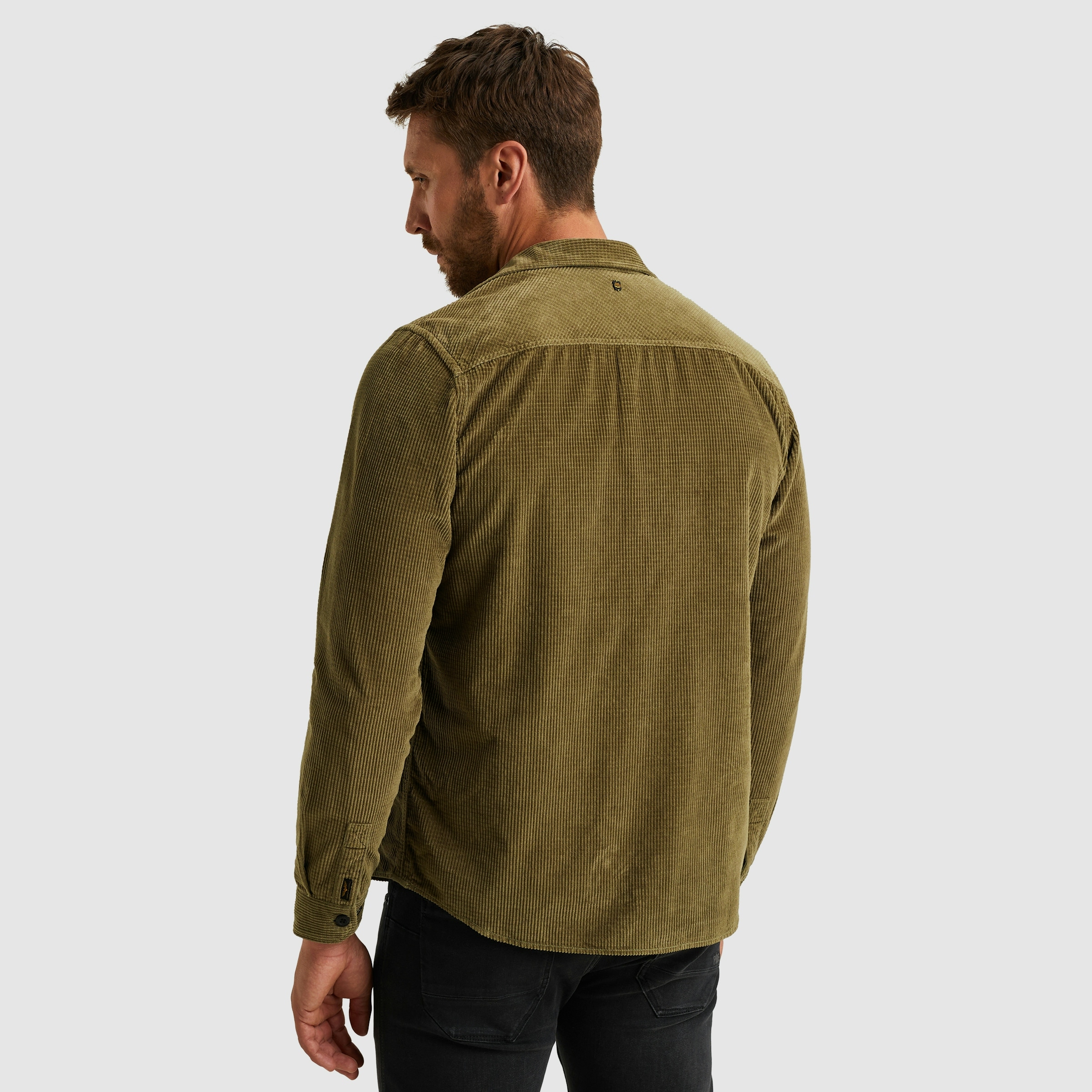 PME LEGEND Langarmhemd aus softem Cord, mit Knopfleiste