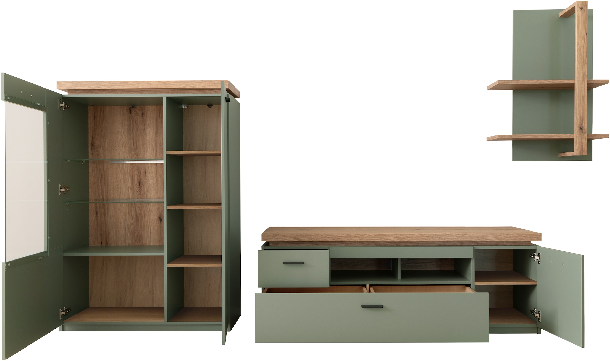 MCA furniture Wohnwand »MONIZ Wohnkomination 2«, (Komplett-Set, 3 St.), Türen/ Schubkästen gedämpft