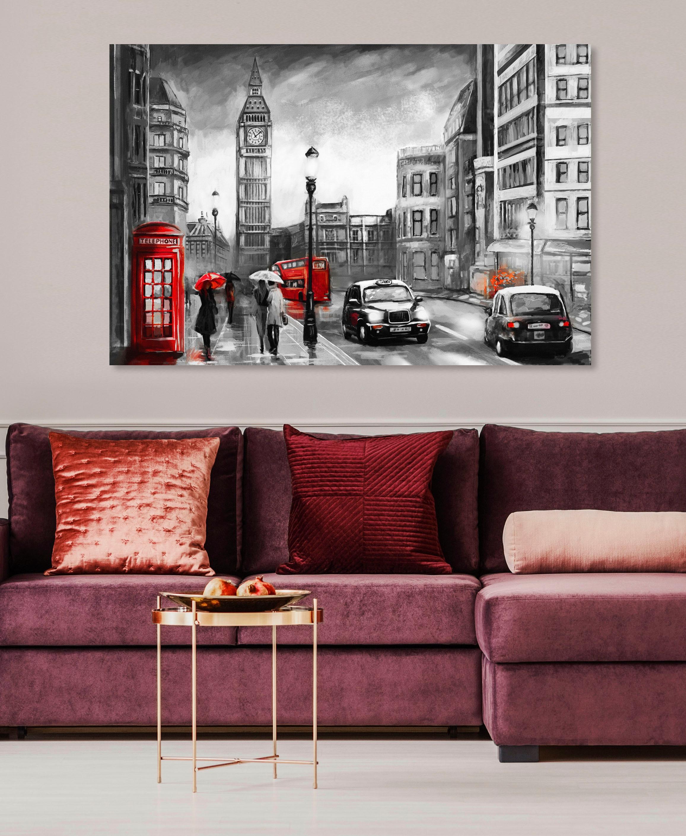 PLACES OF STYLE Leinwandbild »London« Fahrzeuge   Kunst   London   Menschen günstig online kaufen