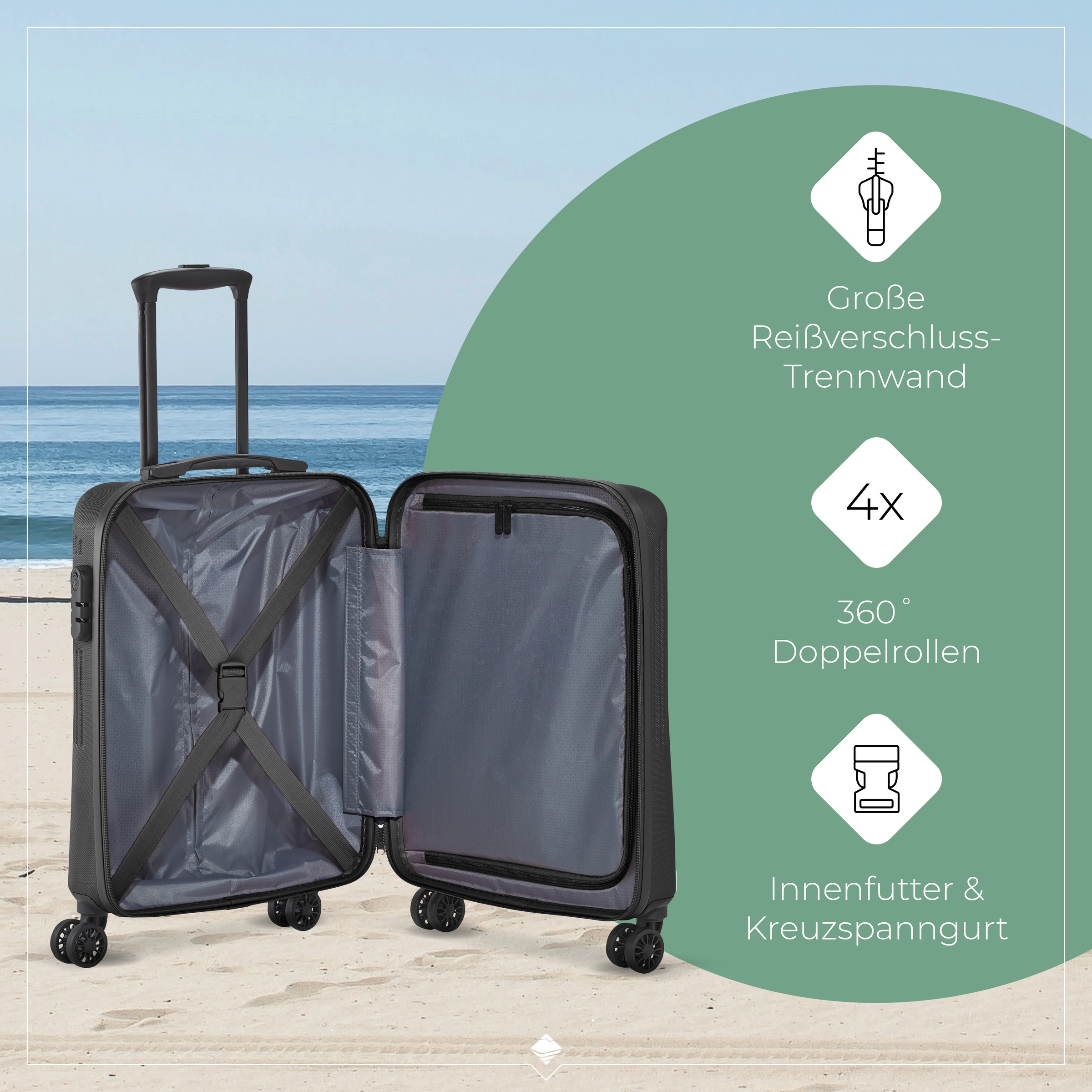 travelite Hartschalen-Trolley »BALI, in verschiedenen Größen und Farben«, 4 Rollen, Hartschallenkoffer Reisegepäck Reisekoffer TSA Schloss