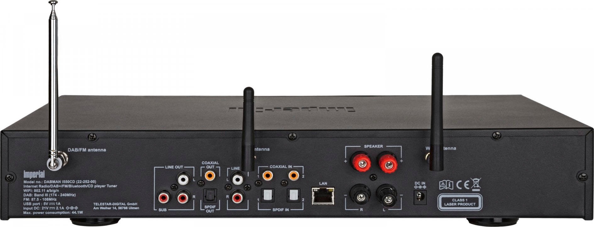 IMPERIAL by TELESTAR Digitalradio (DAB+) »DABMAN i550 CD«,  (Bluetooth-WLAN-LAN (Ethernet) Digitalradio (DAB+)-UKW mit RDS 84 W) auf  Rechnung kaufen