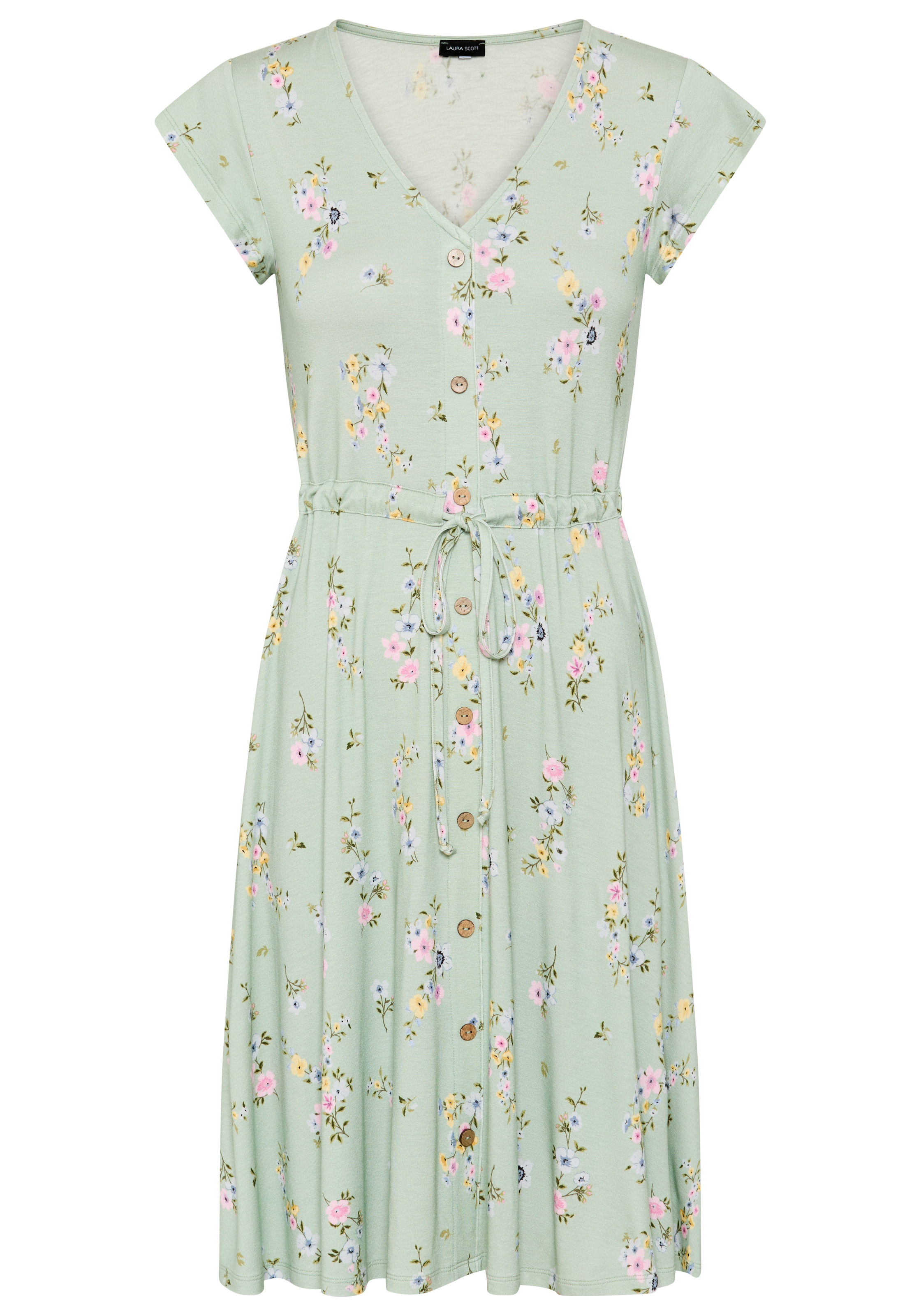 Laura Scott Sommerkleid mit femininen Blumen, aus Viskose und Elasthan, geblümte Optik