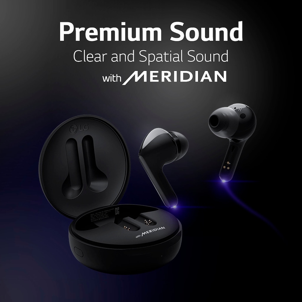 LG In-Ear-Kopfhörer »TONE Free FN4«, Bluetooth, True Wireless-Noise-Reduction-Echo Noise Cancellation (ENC), MERIDIAN-Sound-Ambient Sound Mode-hypoallergene Ohrstücke medizinischer Qualtität