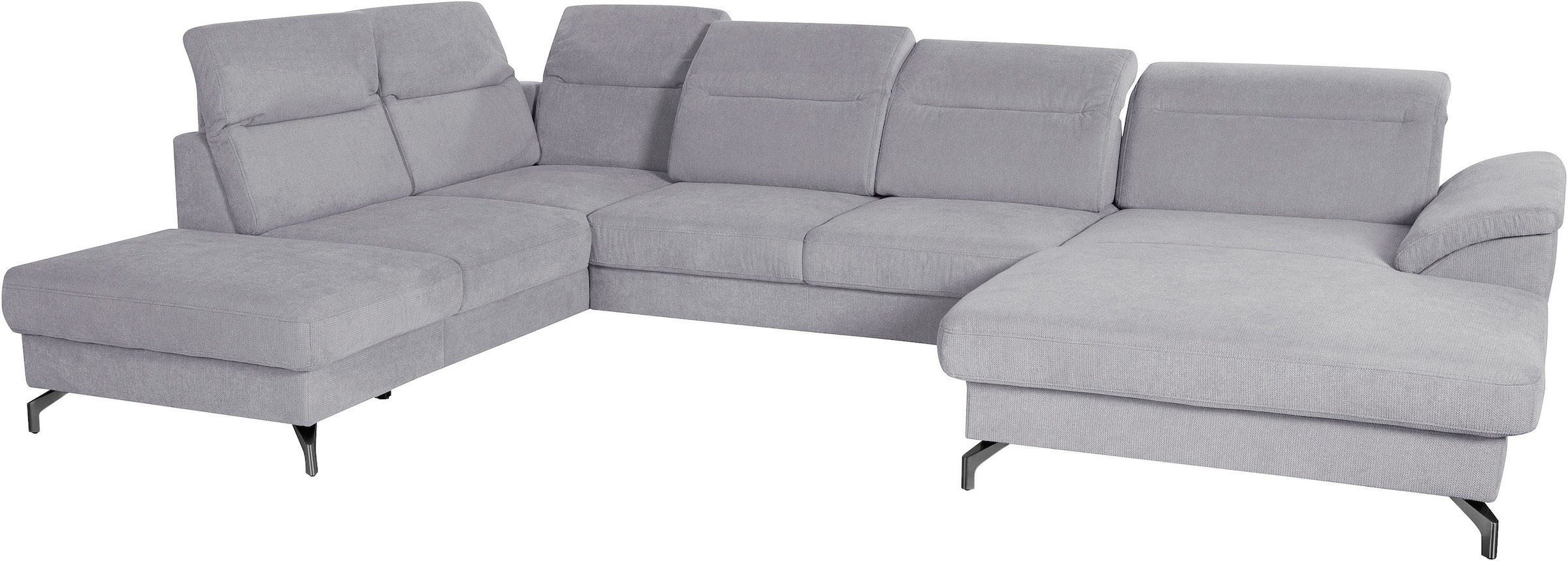 sit&more Wohnlandschaft »Percy U-Form«, 12 cm Fußhöhe, Sitztiefenverstellung, wahlweise in 2 Fußfarben