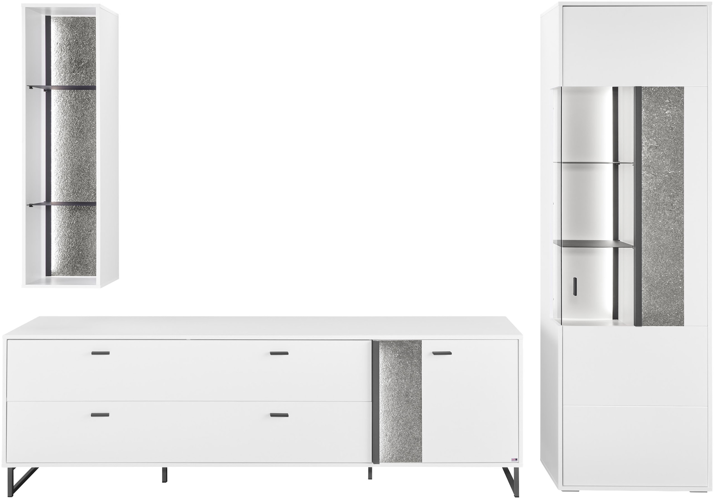 set one by Musterring TV-Wand »Deltona«, (3 St.), Zierelemente aus Sandstein, mit Hängeregal Gesamtbreite ca. 287cm