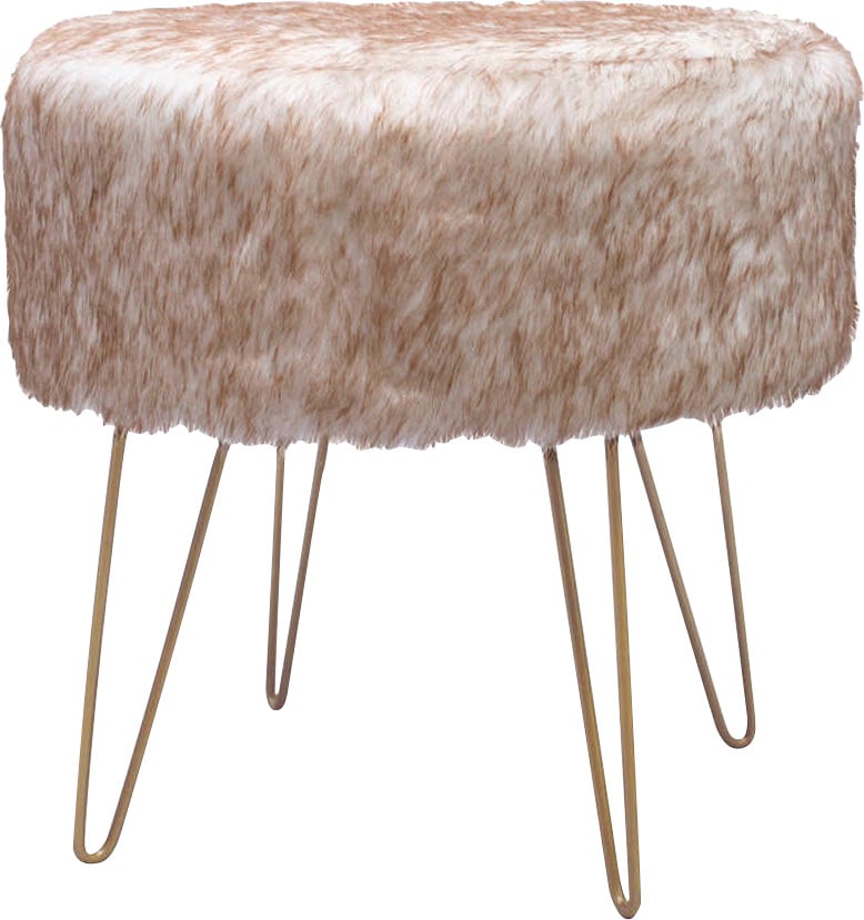 Kayoom Hocker »Mio 1, Fellhocker in modernem Design, runde Form mit Metallbeinen«, (1 St.), beeindruckend, teilweise handgefertigt, attraktive Farbgestaltung