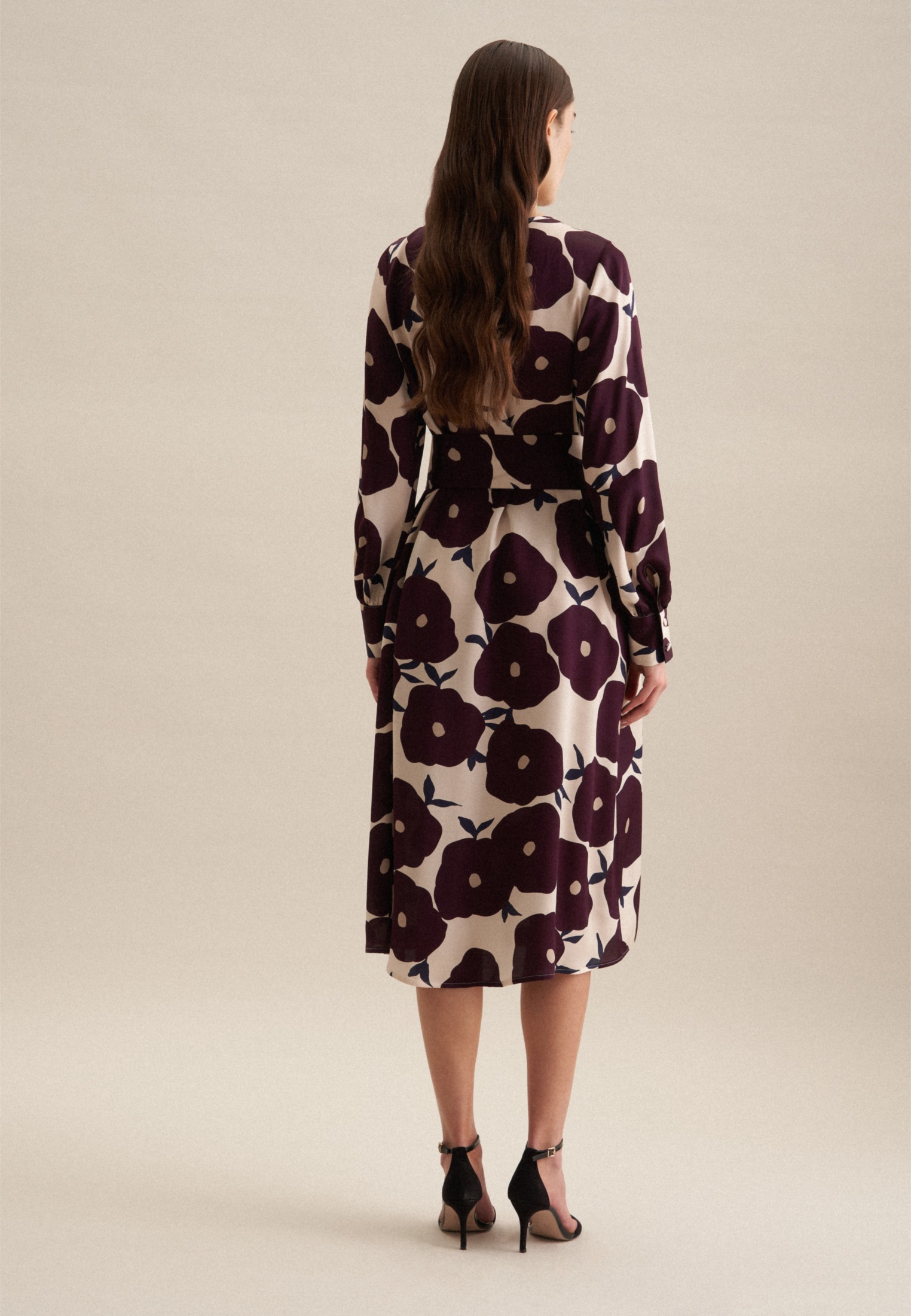 seidensticker Sommerkleid »Schwarze Rose«, Langarm Rundhals Druck