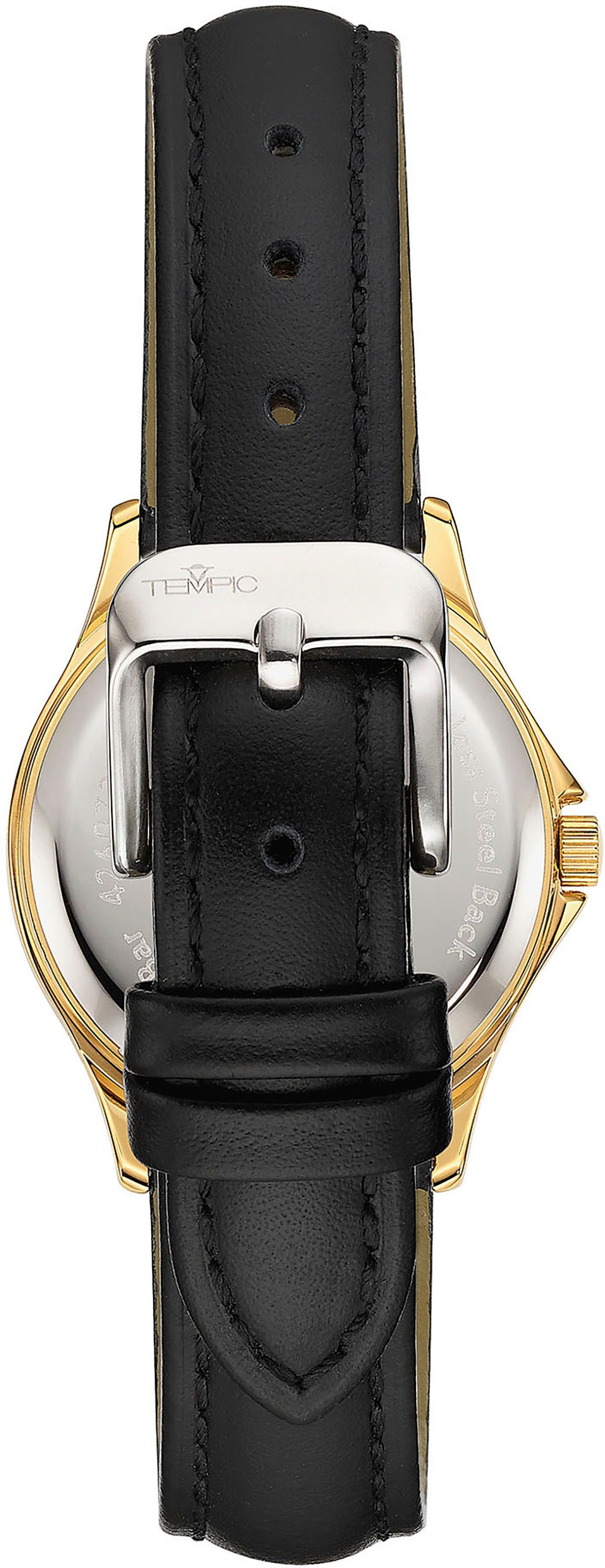 Tempic Quarzuhr, Armbanduhr, Damenuhr, analog, Lederarmband, Leuchtzeiger