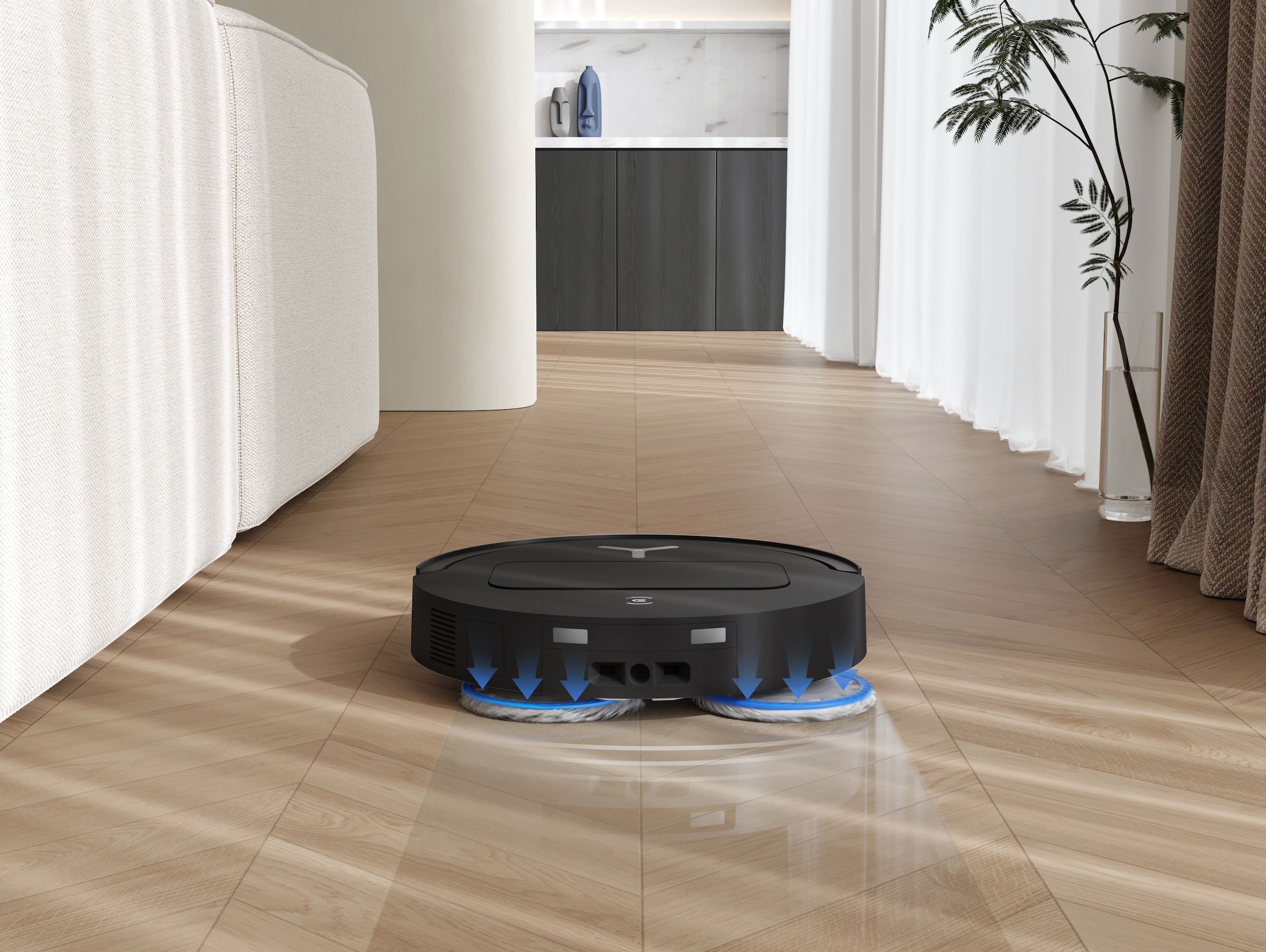 ECOVACS Saugroboter »ECOVACS DEEBOT T50 OMNI, 18.000 Pa,«, OMNI-Station mit 75° Mopp-Waschen, OZMO Turbo, Ultraflaches Design
