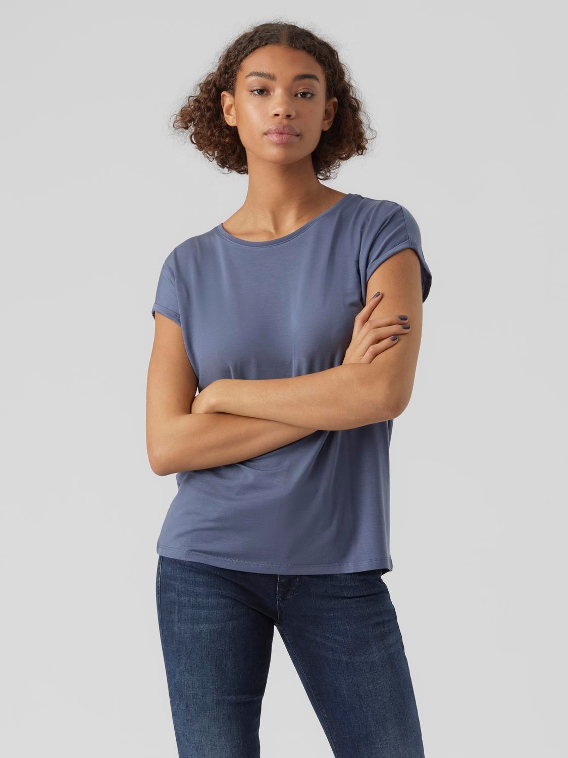 Vero Moda Rundhalsshirt »VMAVA PLAIN SS TOP GAJRS NOOS«