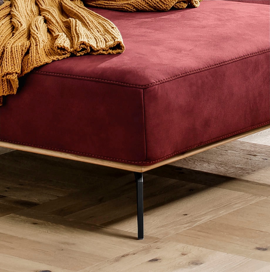 W.SCHILLIG Ecksofa »run, Designsofa mit tollem Sitzkomfort, bequem, L-Form«, mit Holzsockel, Füße in Schwarz pulverbeschichtet, Breite 279 cm