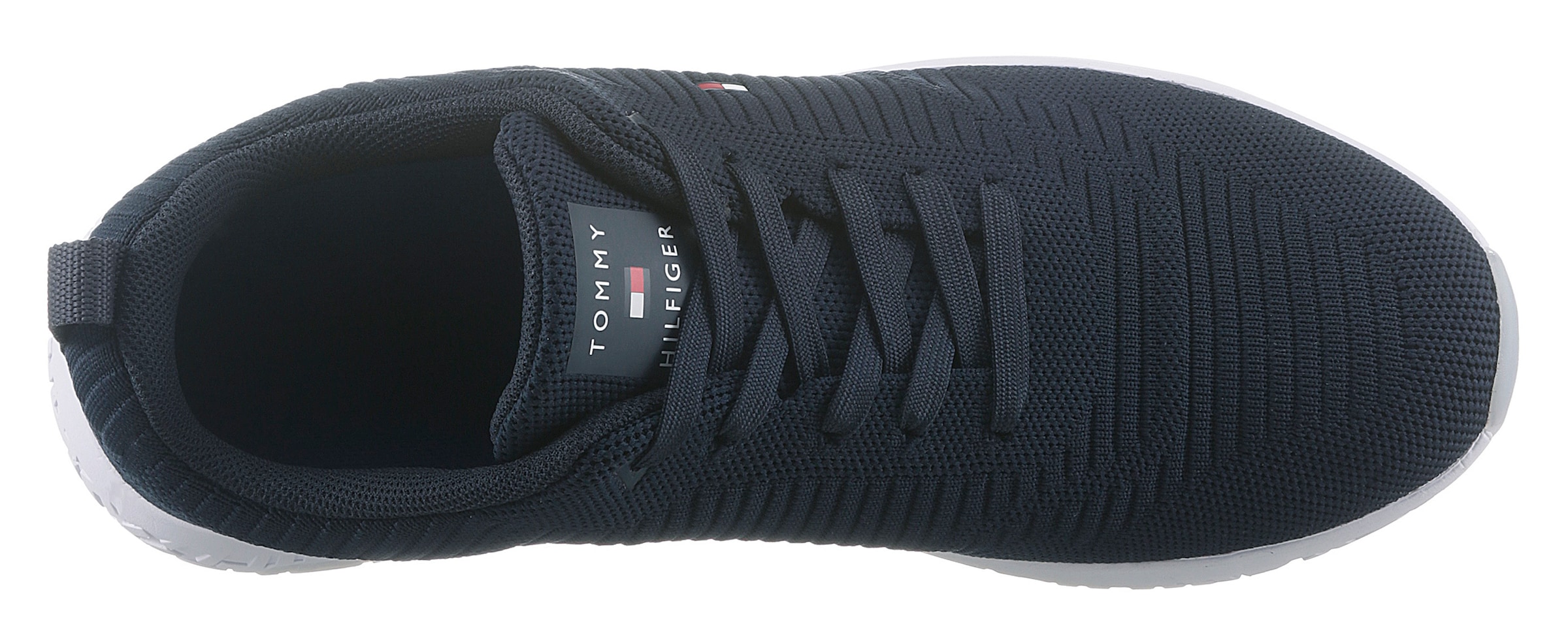 Tommy Hilfiger Sneaker »CORPORATE KNIT RIB RUNNER«, mit seitlicher Logoflagge, Freizeitschuh, Halbschuh, Schnürschuh