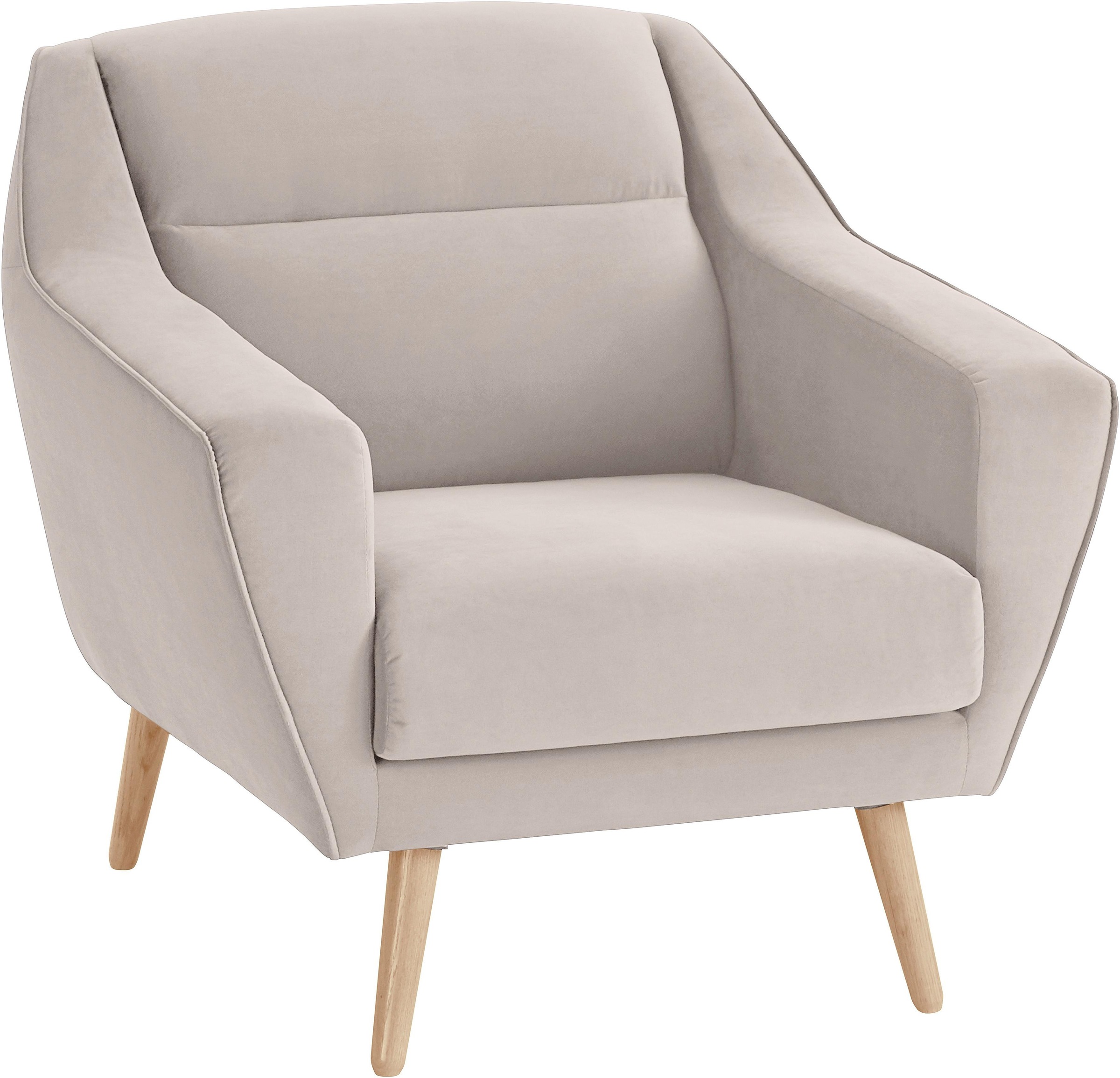 OTTO home Sessel »Bille« mit Naht im Rückenkissen und Eiche-Beinen, Design günstig online kaufen