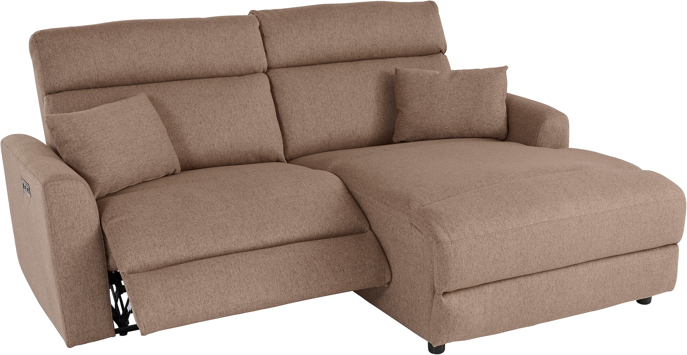 INOSIGN Ecksofa »JENNA, L-Form, 209cm, manuelle u. elektrische Funktion, mit USB A/C,«, Liegefunktion 105°-150°, Federkern, Struktur fein