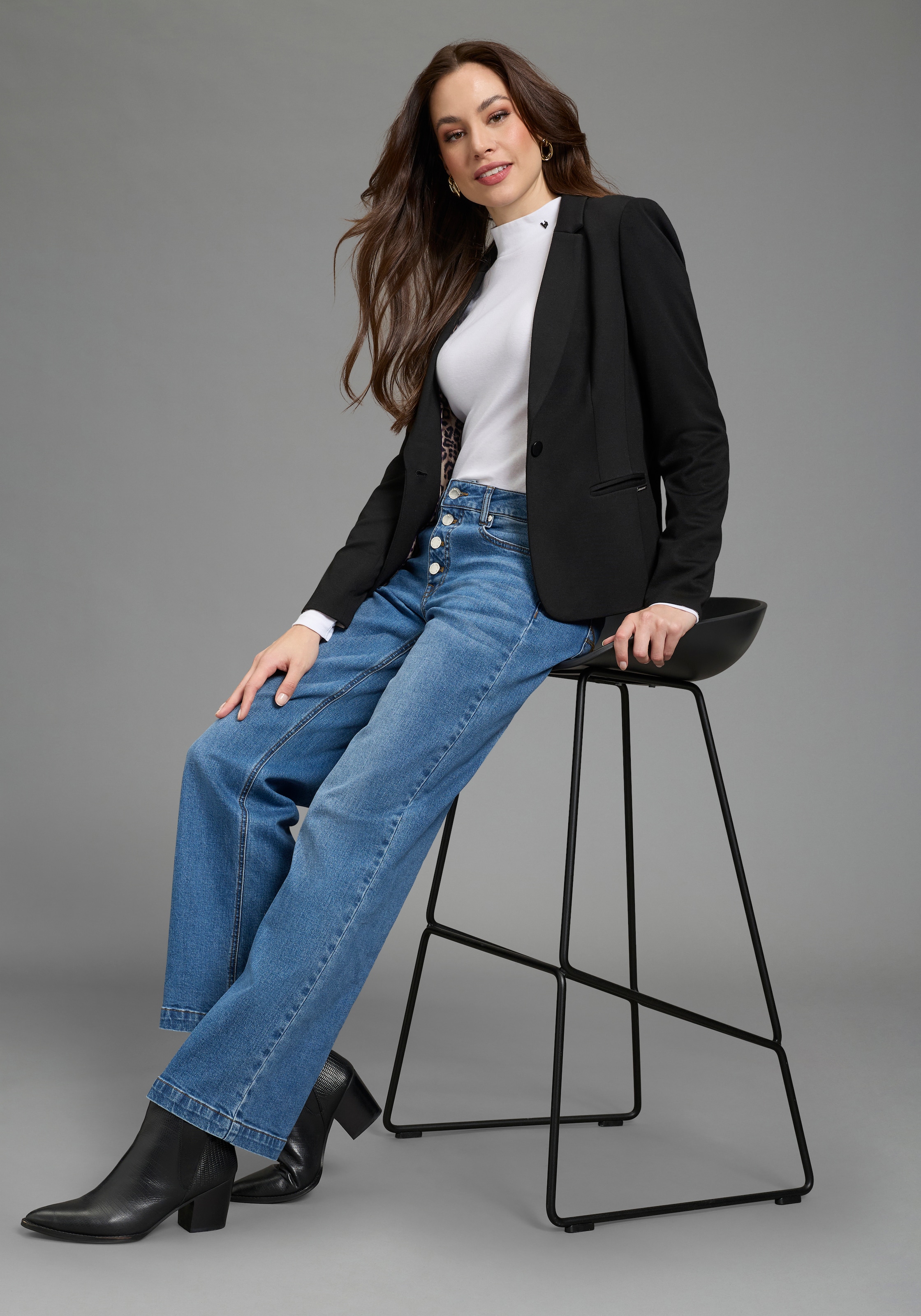 Bruno Banani Weite Jeans mit Elasthan-Anteil, aus Baumwollmaterial