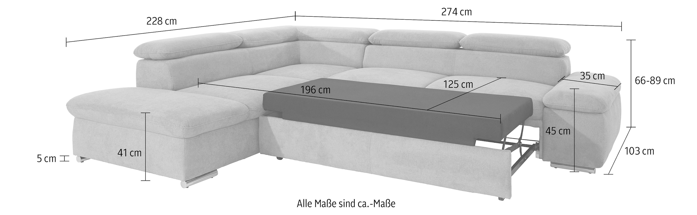 sit&more Ecksofa »Alcatraz L-Form«, wahlweise mit Bettfunktion