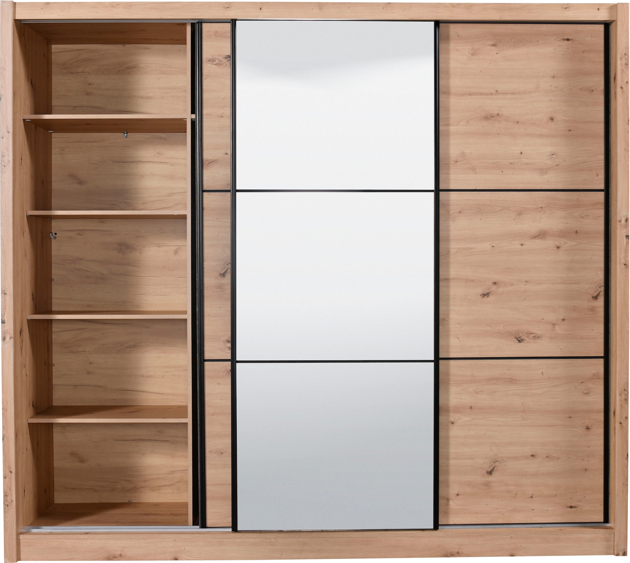 INOSIGN Schwebetürenschrank »Navara Kleiderschrank mit Spiegel Wäscheschrank Garderobe«, mit großzügiger Innenausstattung, FSC®-zertifiziert, in 3 Breiten