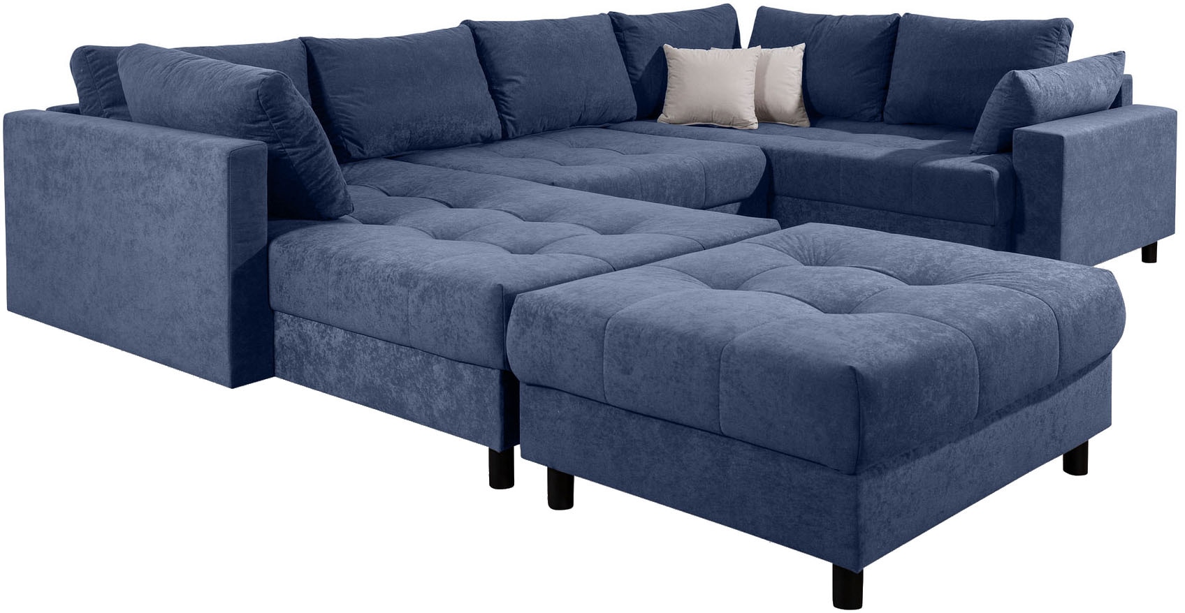 COLLECTION AB Wohnlandschaft »Toni U-Form mit Armlehne« inkl. Hocker und Zierkissen in abgesetzter Farbe, mit Bonnelfederkern