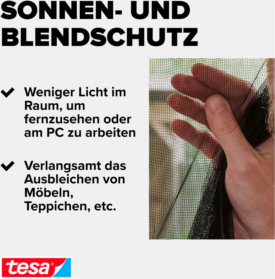 tesa Fliegengitter-Gewebe »2-in-1 Sonnenschutz- und Fliegengitter Premium für Fenster« Packung, Fliegennetz, Klettband, 1 Stk. tlg. INSECT STOP Fliegen Netz ohne Bohren - 130 cm x 150 cm