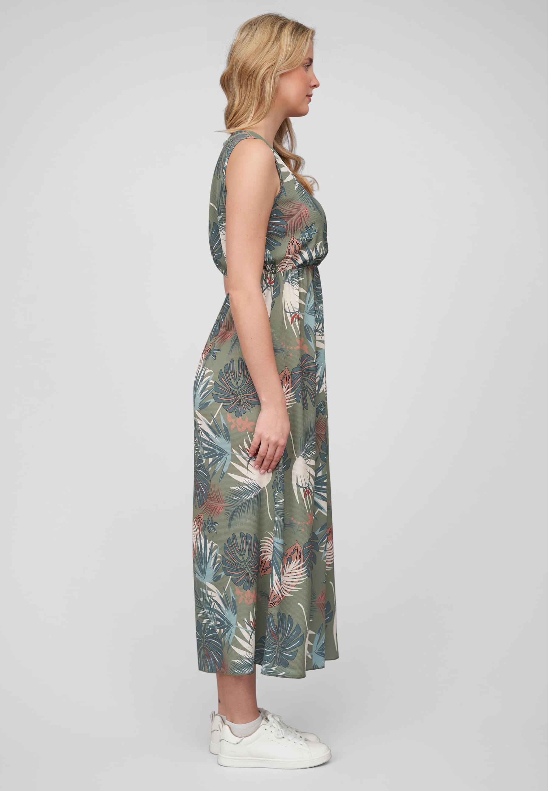 CLOUD 5IVE Shirtkleid »CLOUD 5IVE Maxi Kleid in Wickeloptik mit Tropical All Over Print« 1 Stk. tlg.