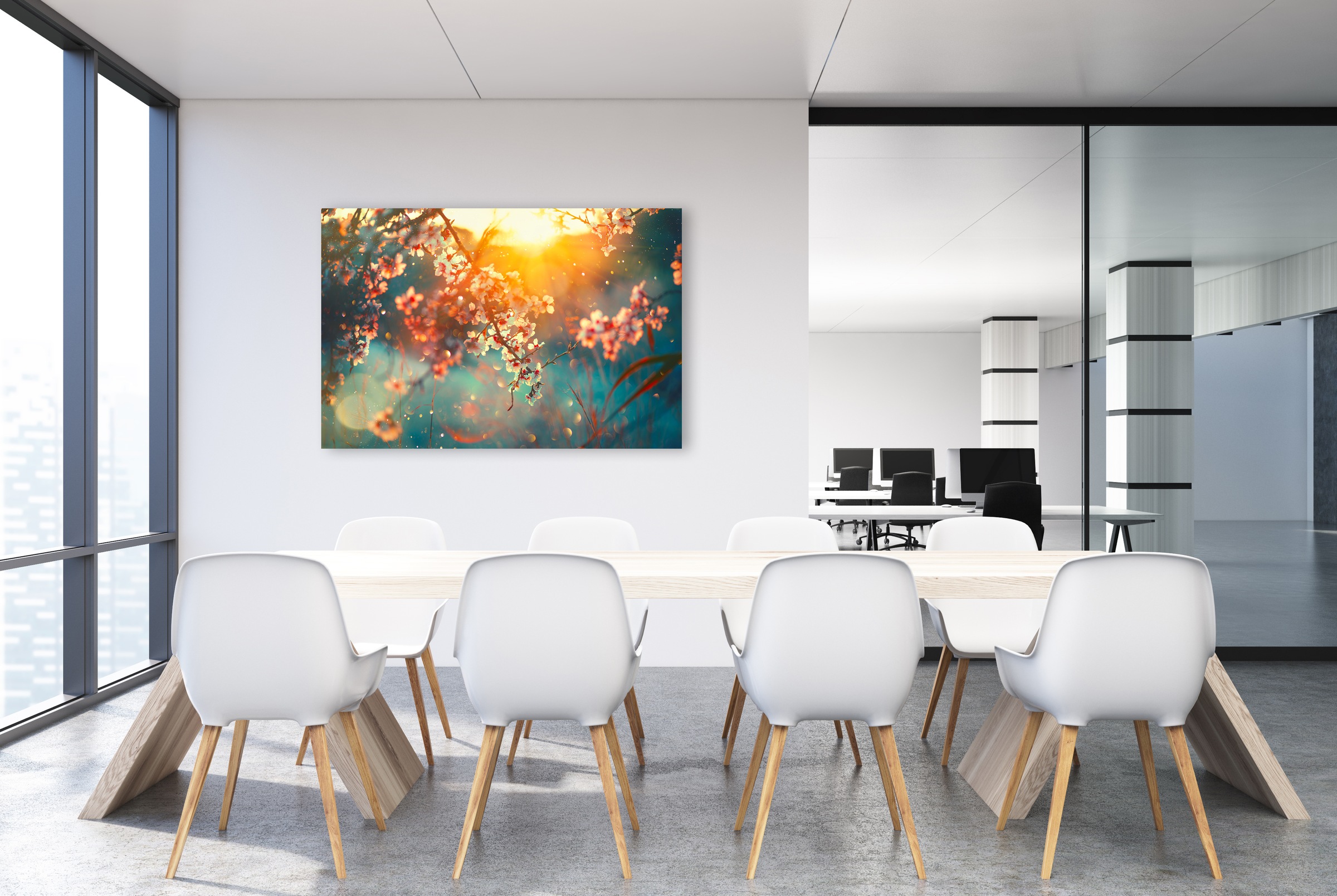 queence Leinwandbild »Cherry Blossom« Bilder vom Sonnenuntergang & -aufgang günstig online kaufen