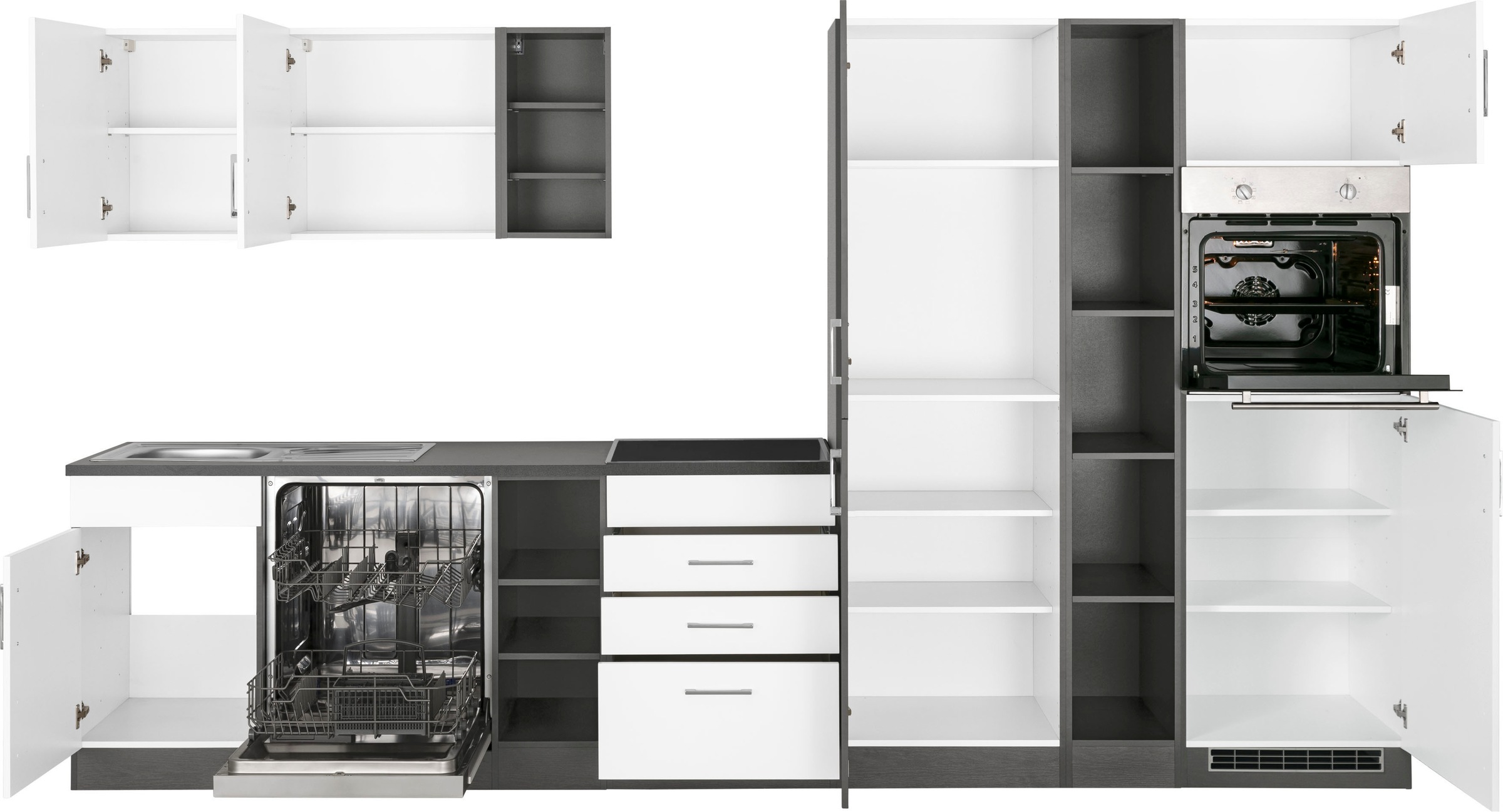 KOCHSTATION Küchenzeile »KS-Paris – Küchen mit einzigartigen Fotomotiven auf den Fronten« ohne E-Geräte, Breite 350 cm