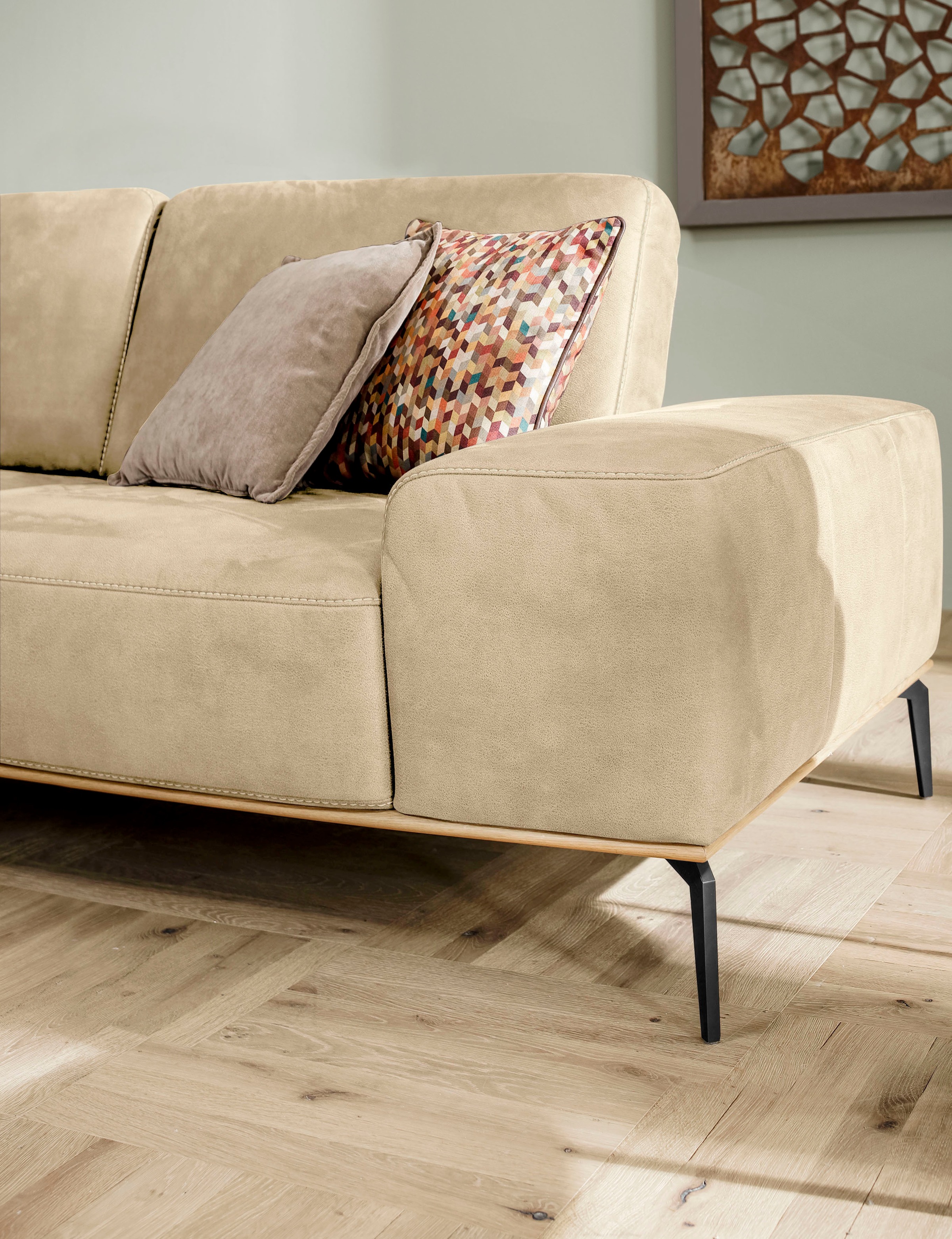 W.SCHILLIG Ecksofa »run, Designsofa mit tollem Sitzkomfort, bequem, L-Form«, mit Holzsockel, Füße in Schwarz pulverbeschichtet, Breite 319 cm
