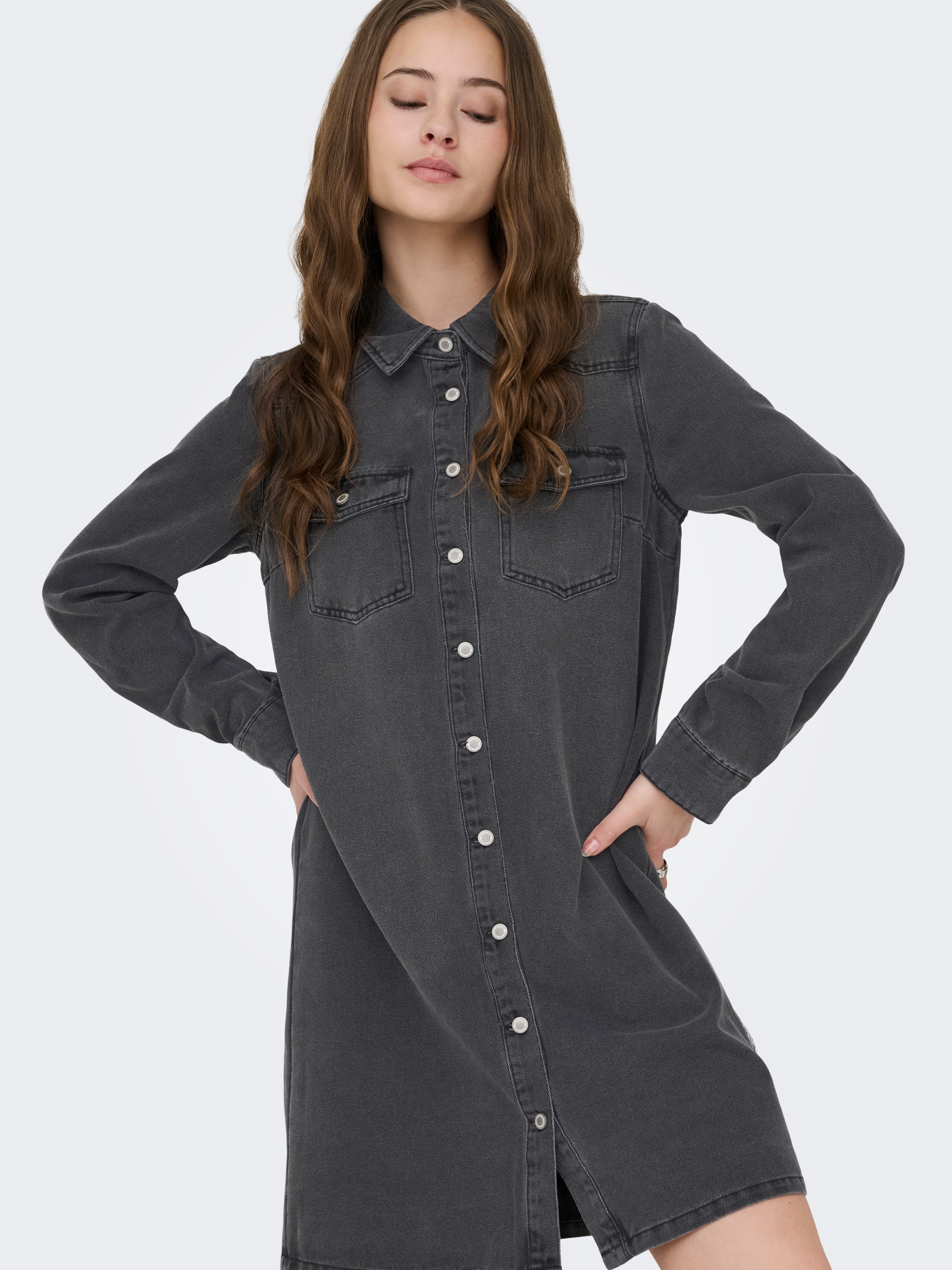 ONLY Jeanskleid »ONLLISA L/S DNM DRESS GUA NOOS« Brusttaschen