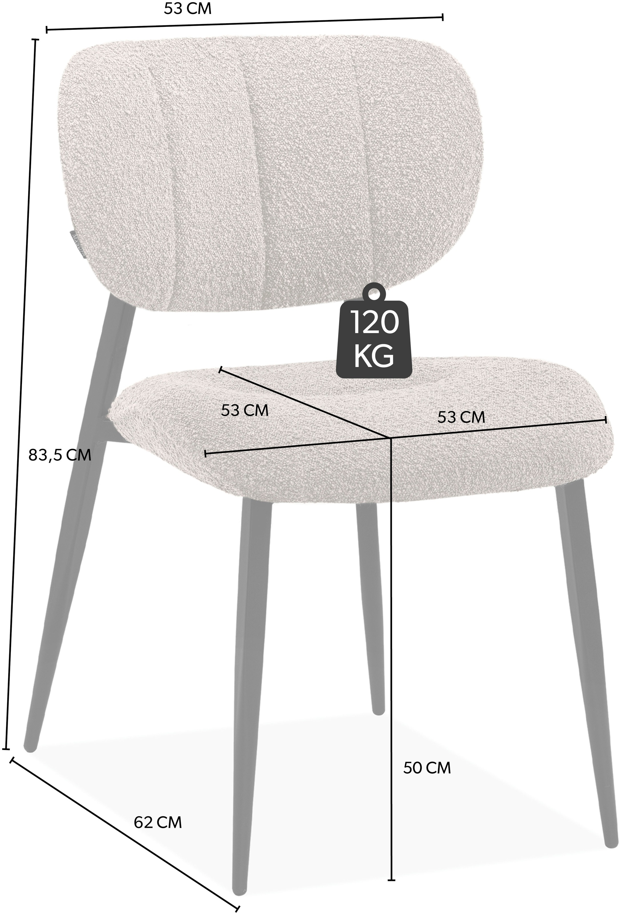 OMG Design Esszimmerstuhl »Joe«, (Set), 1 St., Stoff, moderner Bouclé Bezug, bequem gepolstert, Küchenstuhl