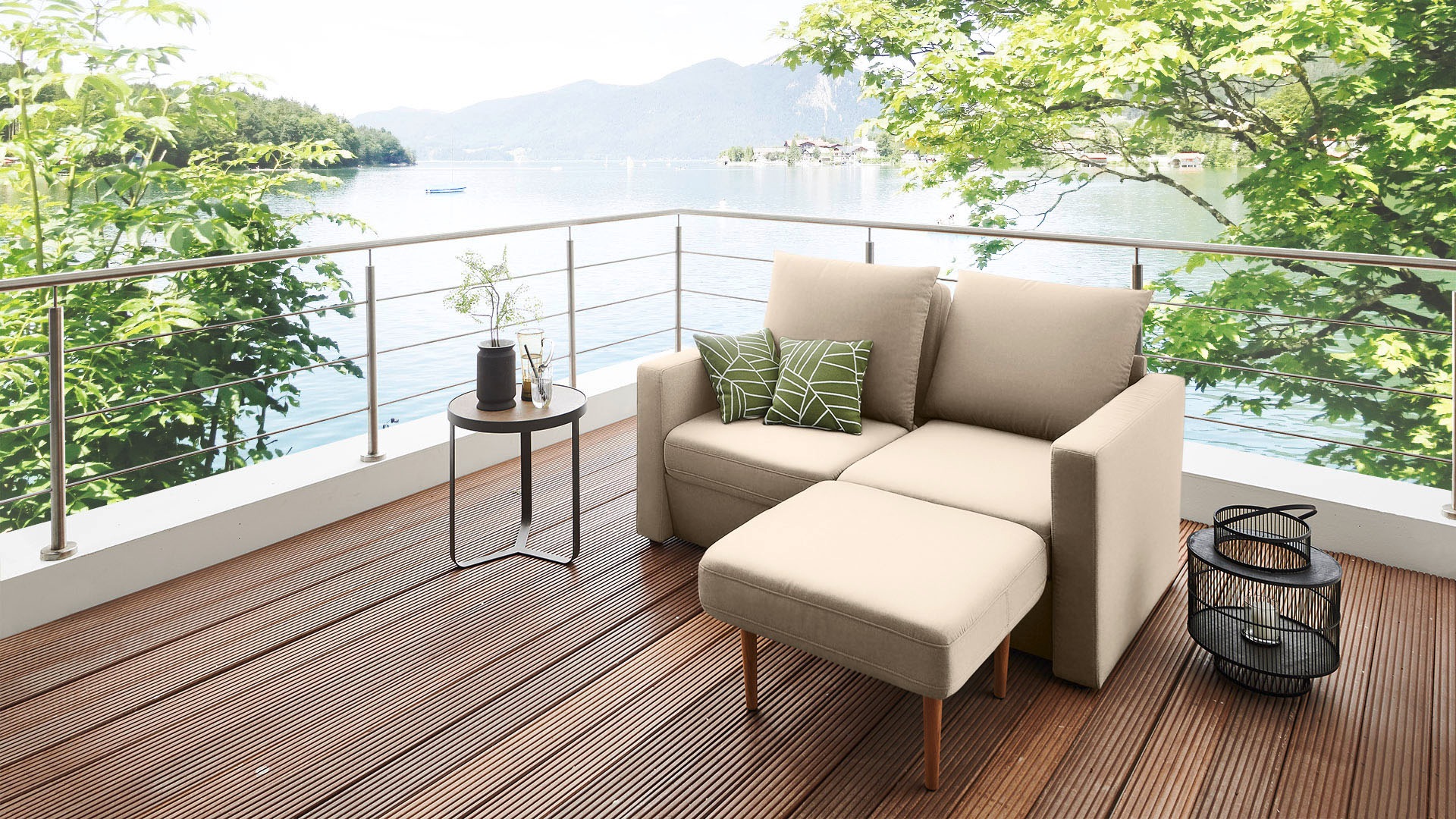 DOMO collection 2-Sitzer »Slunce, Outdoor-Raumwunder«, 2-Sitzer inkl. 2 Hocker, Outdoor geeignet