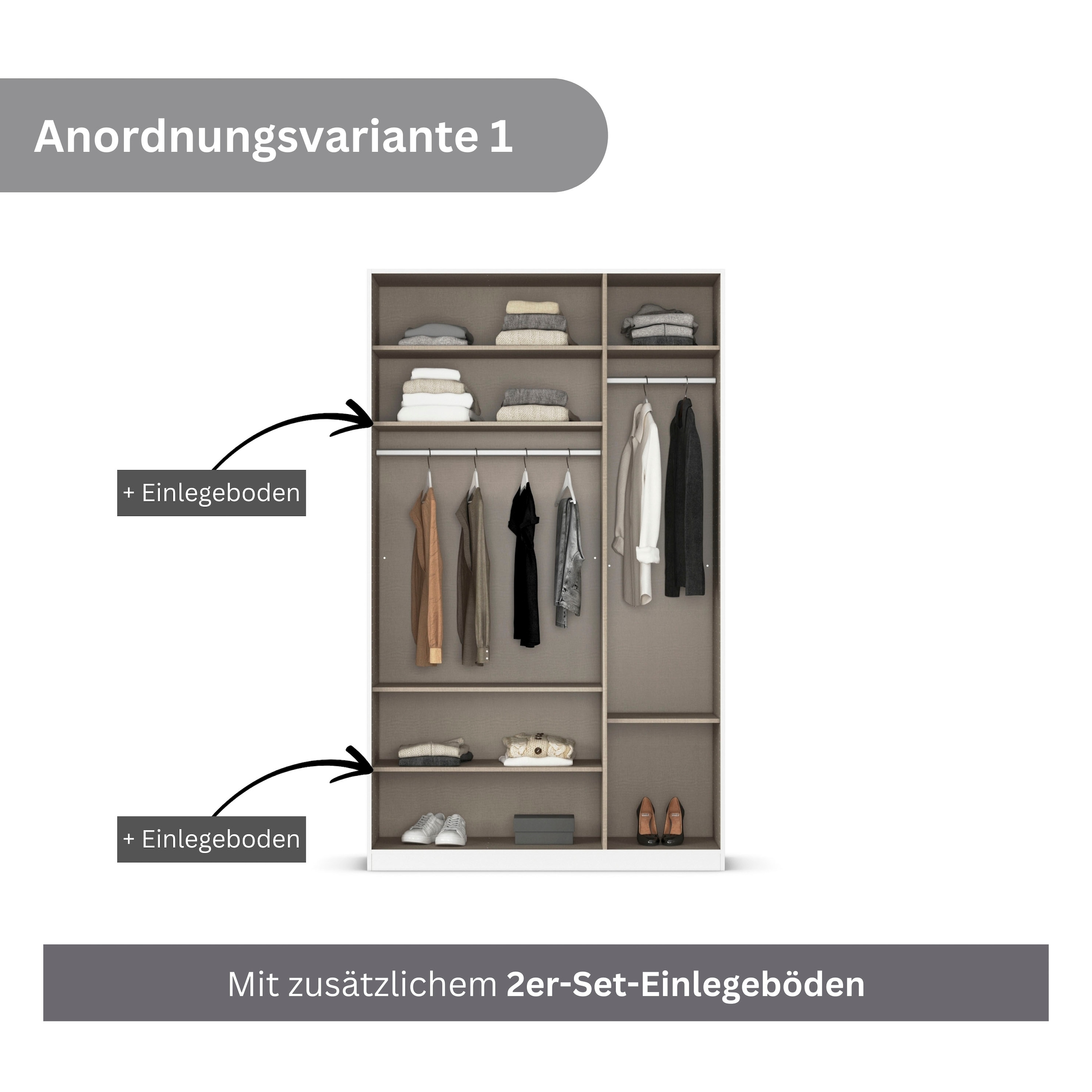 rauch Drehtürenschrank »Kleiderschrank Schrank Garderobe AGORDO TOPSELLER Schlafzimmer«, (in zwei Griff-Farben mit Dekor- oder Hochglanzfront), durchdachte Innenausstattung, in 6 Breiten und 2 Höhen MADE IN GERMANY