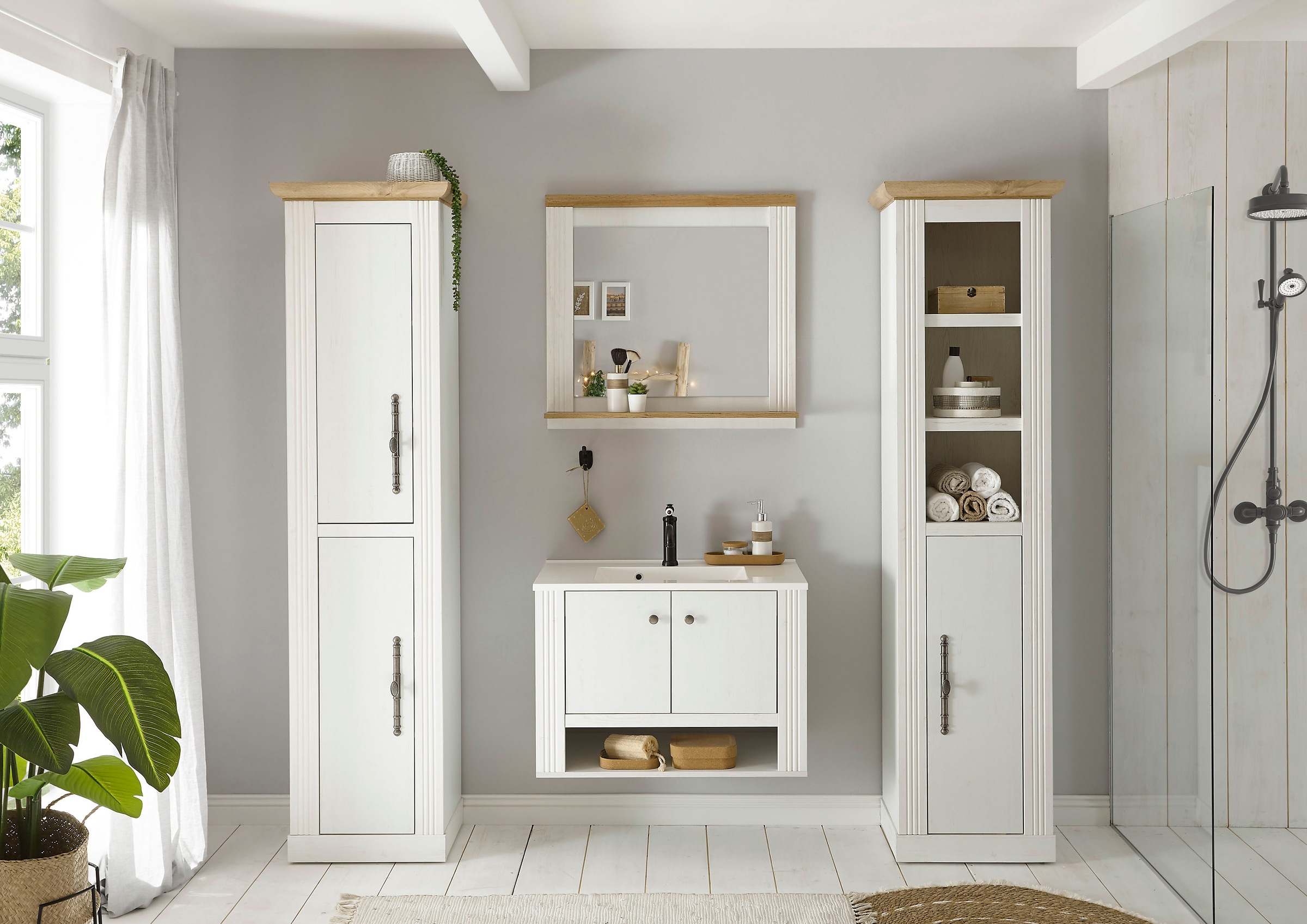 Home affaire Badmöbel-Set »WESTMINSTER, Bad im Landhausstil, 4-teiliges Bad günstig online kaufen