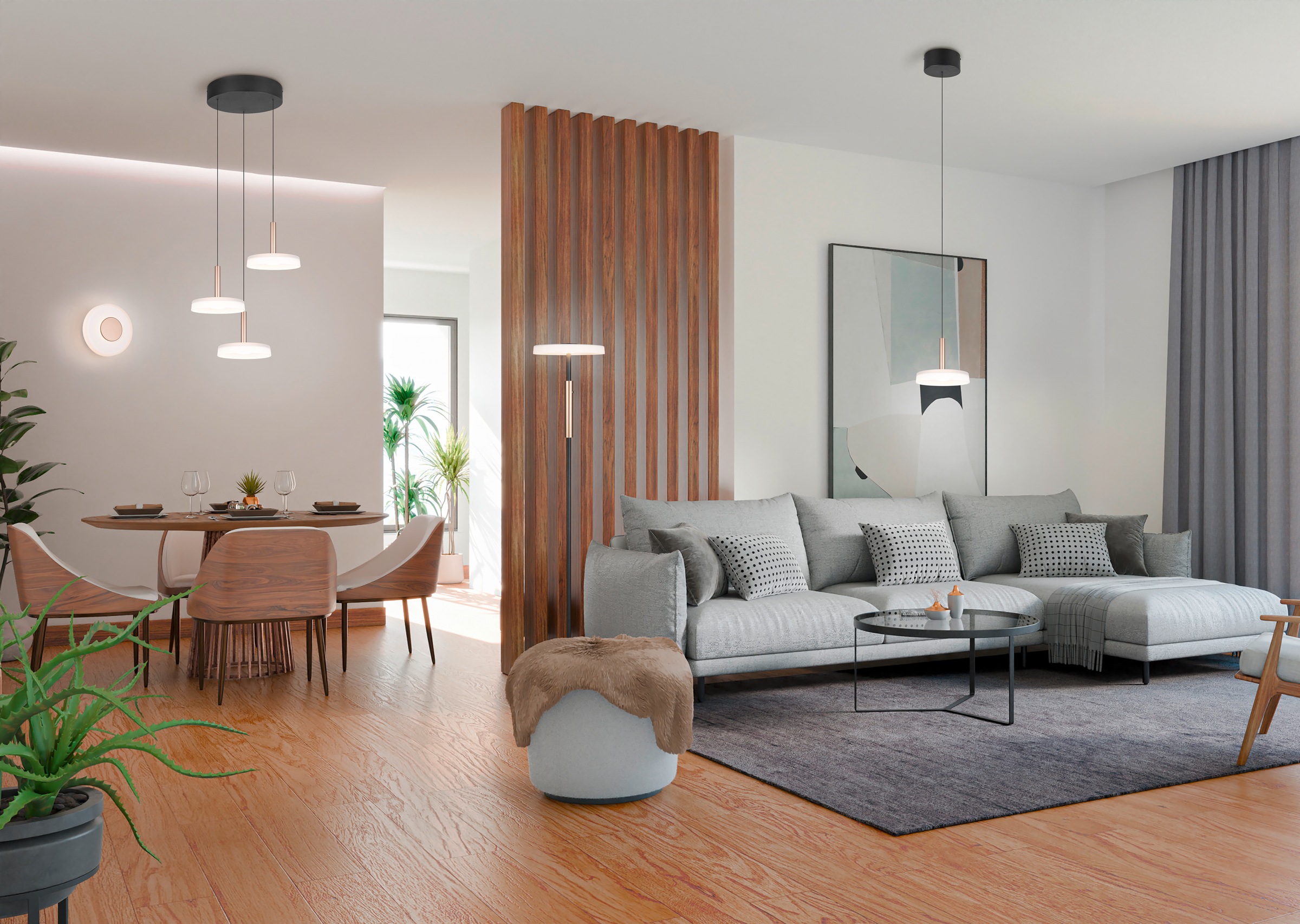 TRIO Leuchten LED Stehlampe »CELESTE, LED Stehleuchte mit 4-Stufen Touchdimmer 15W warmweiß 3000K«, 1 flammig, Leuchtmittel LED-Board | LED fest integriert, 1750 Lumen Höhe 160cm, Stehlampe mit Glasschirm Ø 33cm, Memoryfunktion