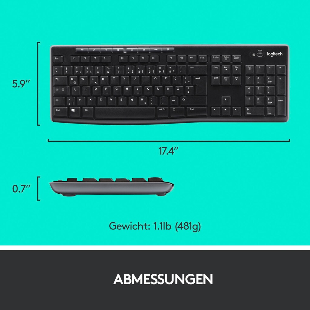 Logitech Tastatur- und Maus-Set »Wireless Combo MK270«