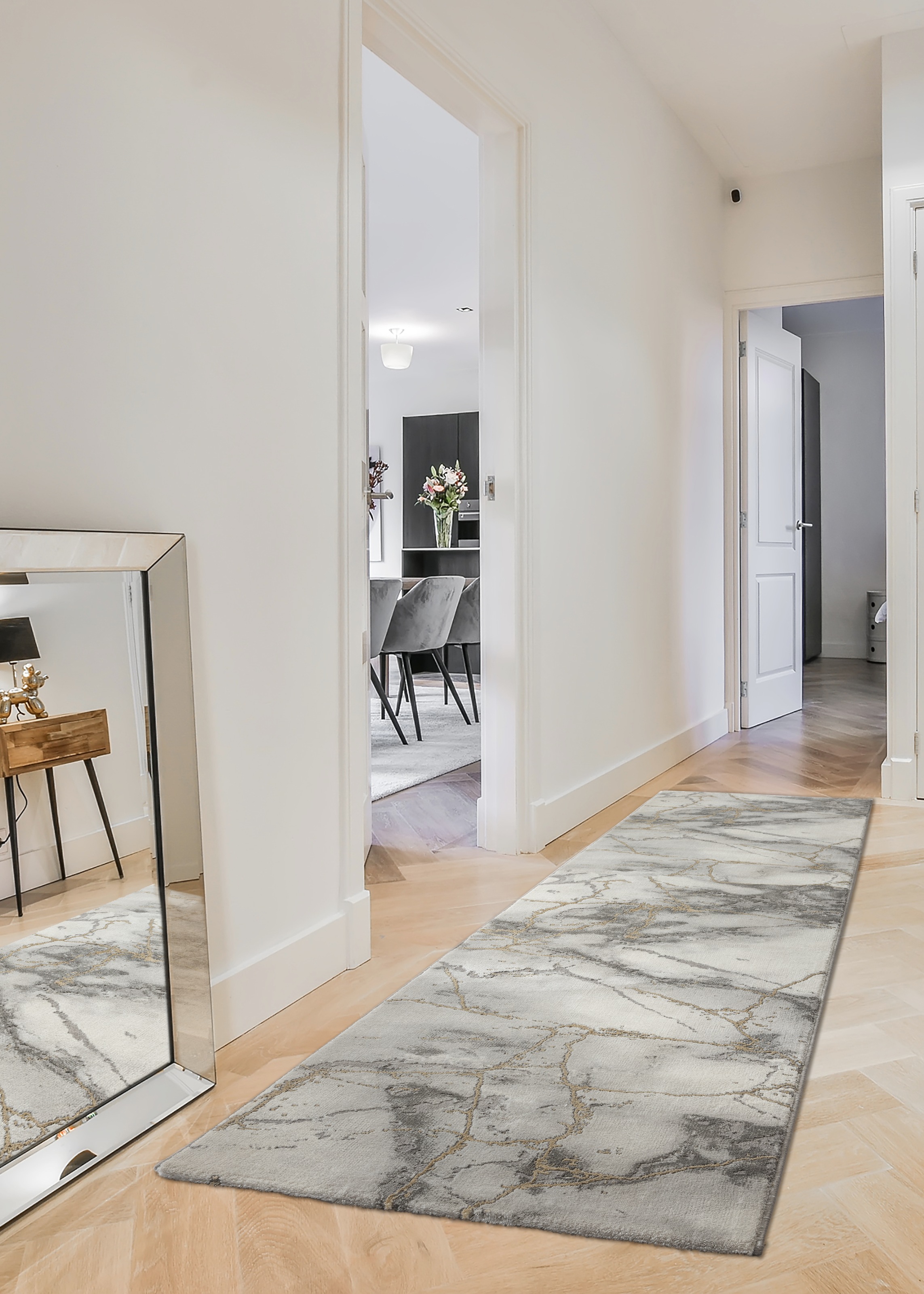 my home Läufer »Juliet«, rechteckig, 12 mm Höhe, modernes Marmor-Design, Lä günstig online kaufen