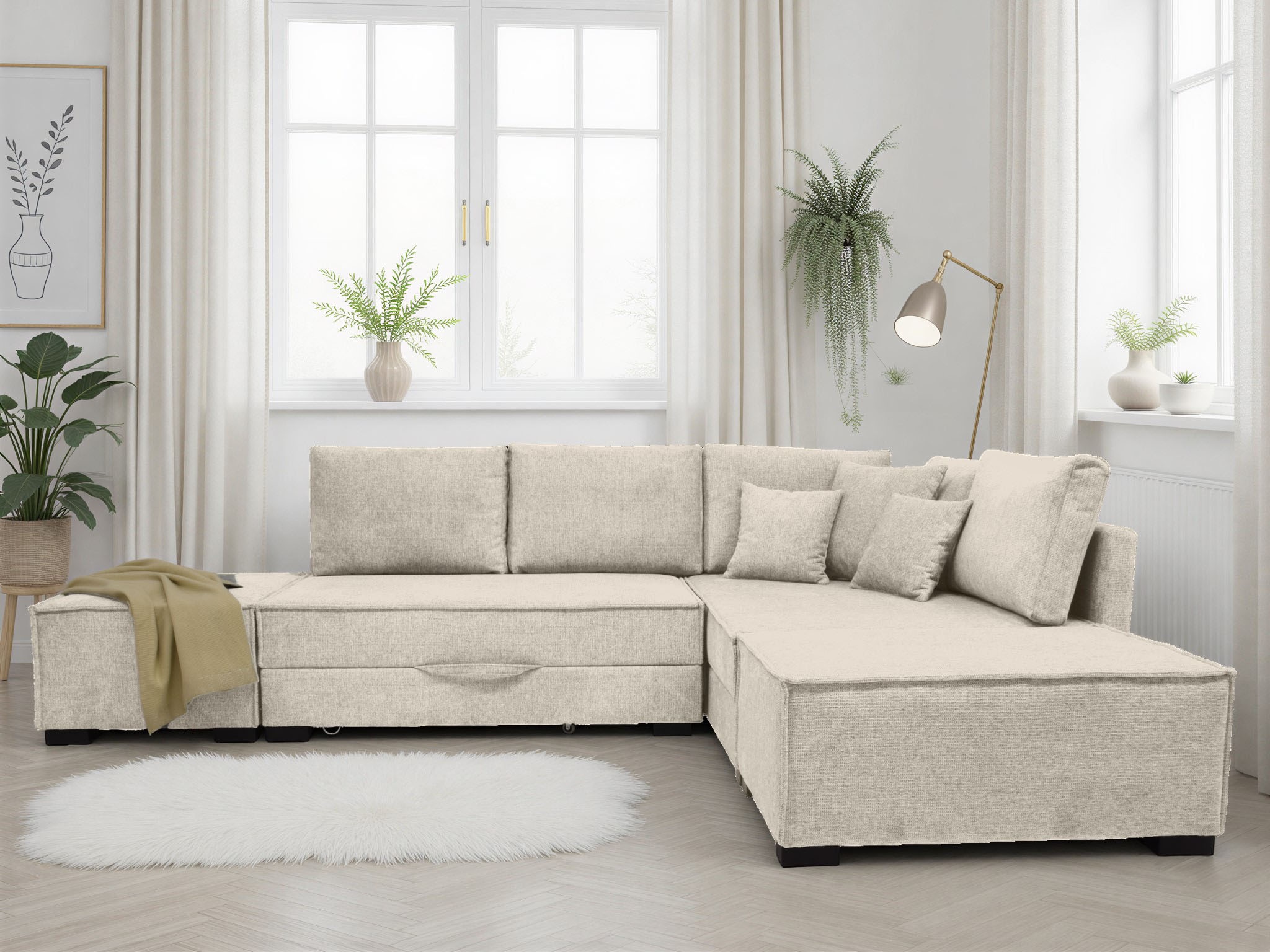 Home affaire Ecksofa inkl. Bettfunktion, Bettkasten, 3 Zierkissen, Boxsprin günstig online kaufen