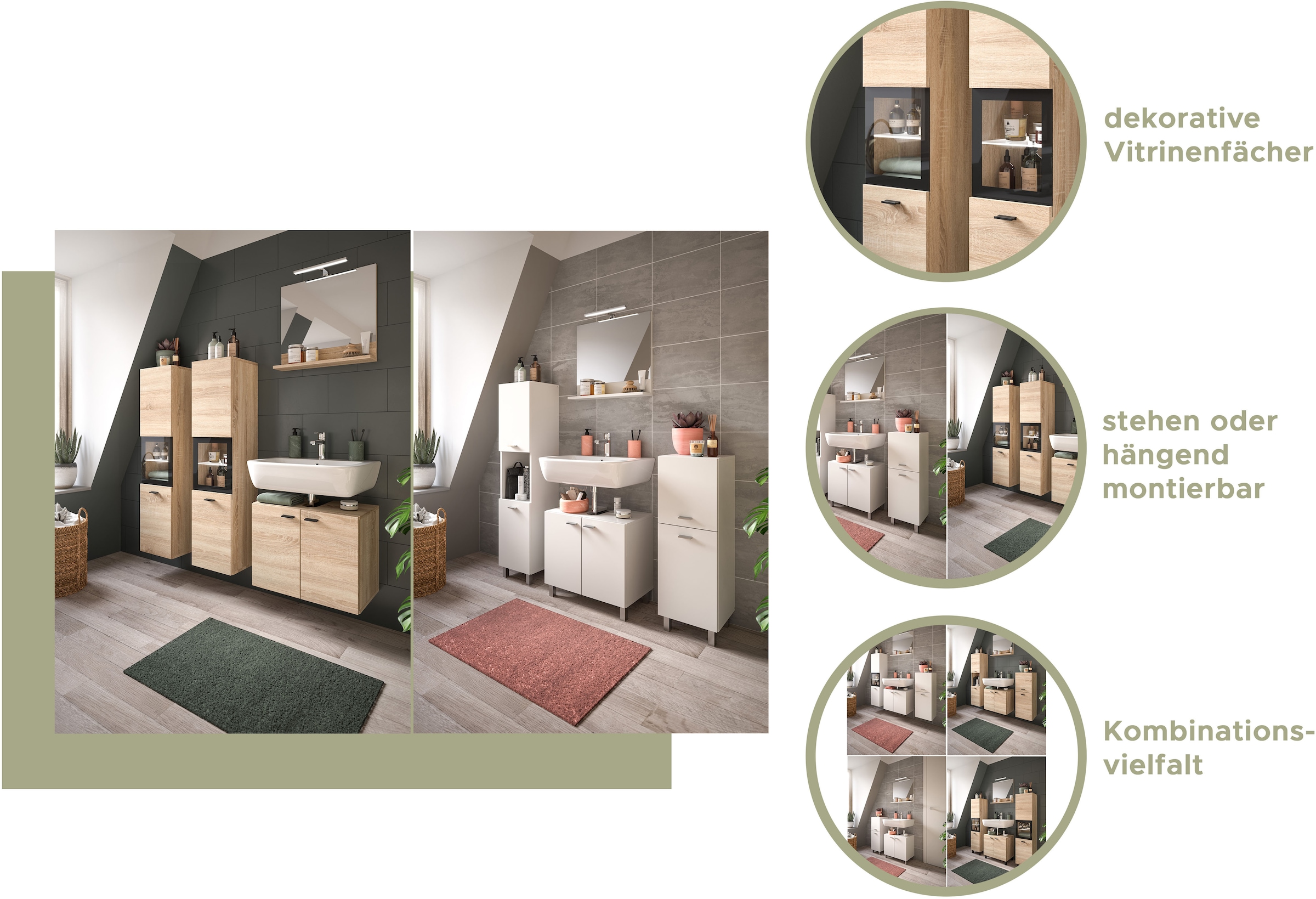 welltime Midischrank »Tampa, Höhe 80cm, hängend oder stehend montierbar«, Badschrank, Bad-Möbel, Badezimmer