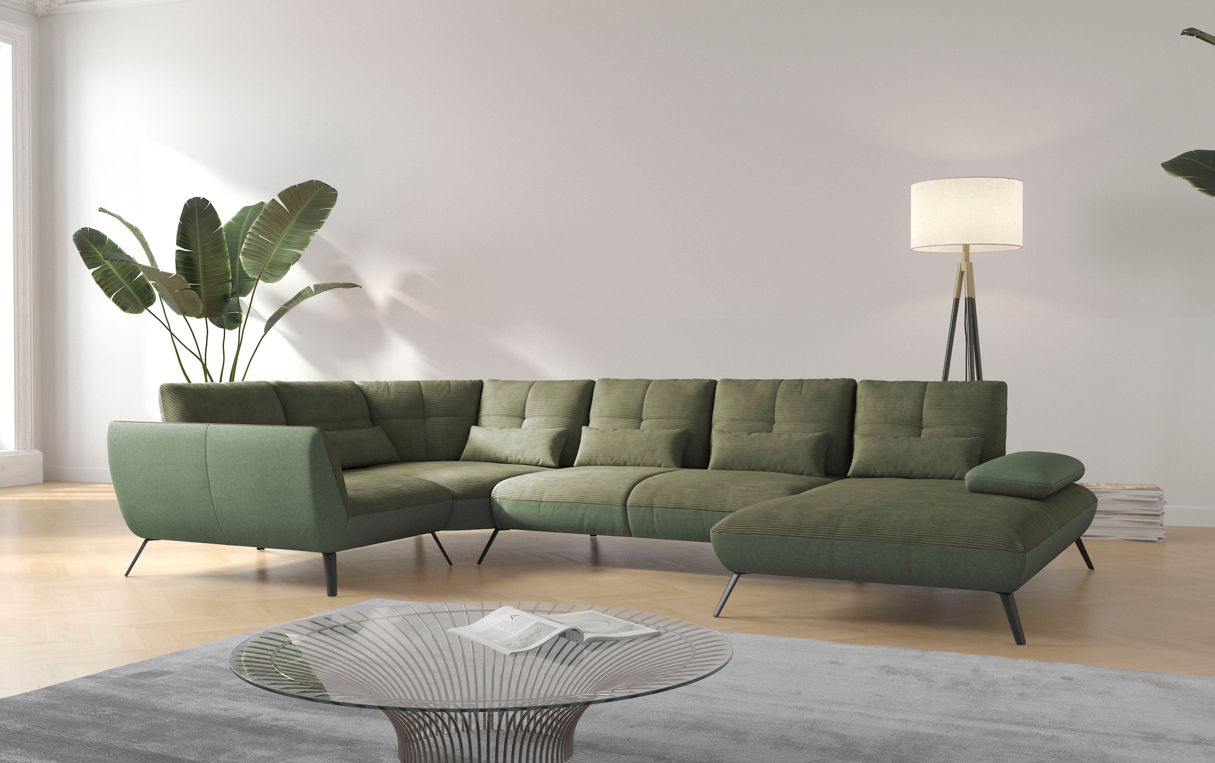 OTTO home Wohnlandschaft "Mikado U-Form" inkl. Sitztiefenverstellung und Ar günstig online kaufen