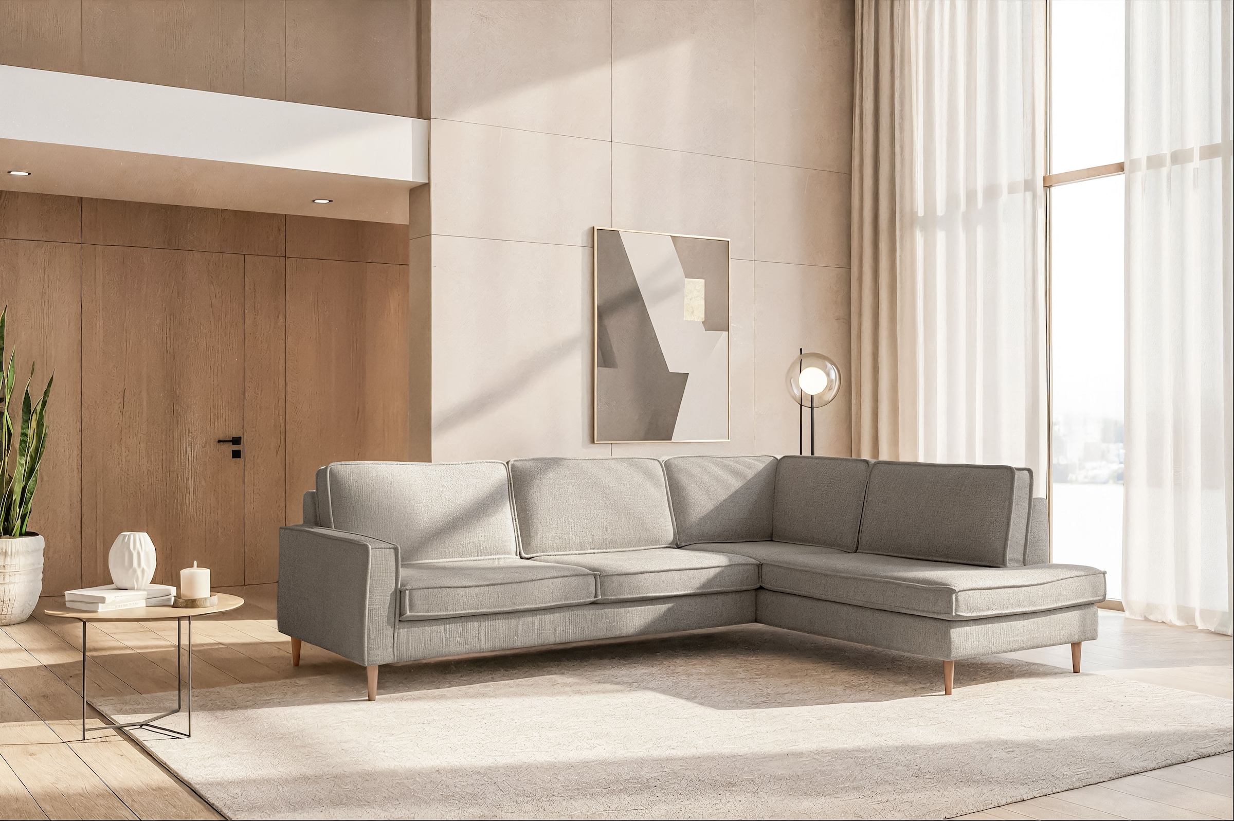 Home affaire Ecksofa »Pinto Skandi, 290 cm, Chenille, Struktur, Ottomane li günstig online kaufen