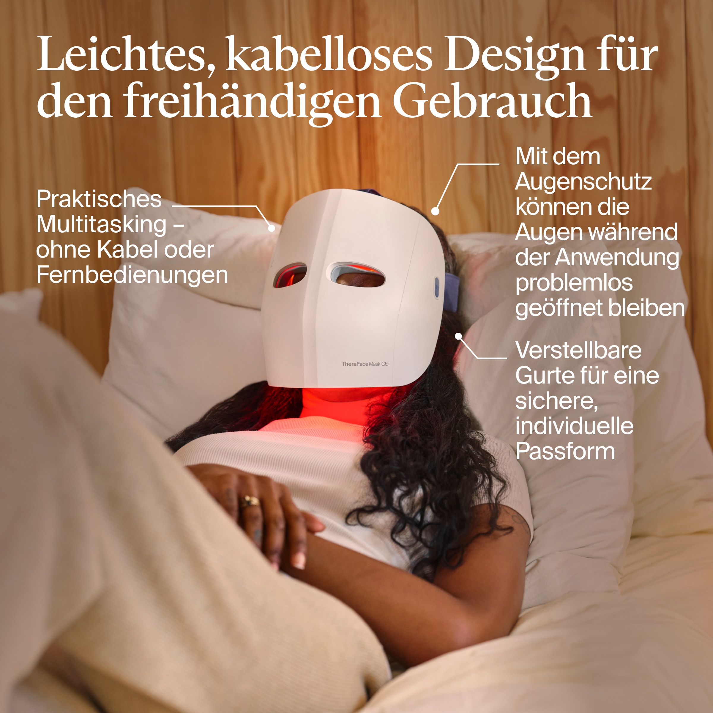 Therabody LED-Gesichtsmaske »TheraFace Mask Glo LED-Hautpflegemaske mit Massagefunktion« Verbesserung der Hautstruktur, klinisch erwiesene Vorteile
