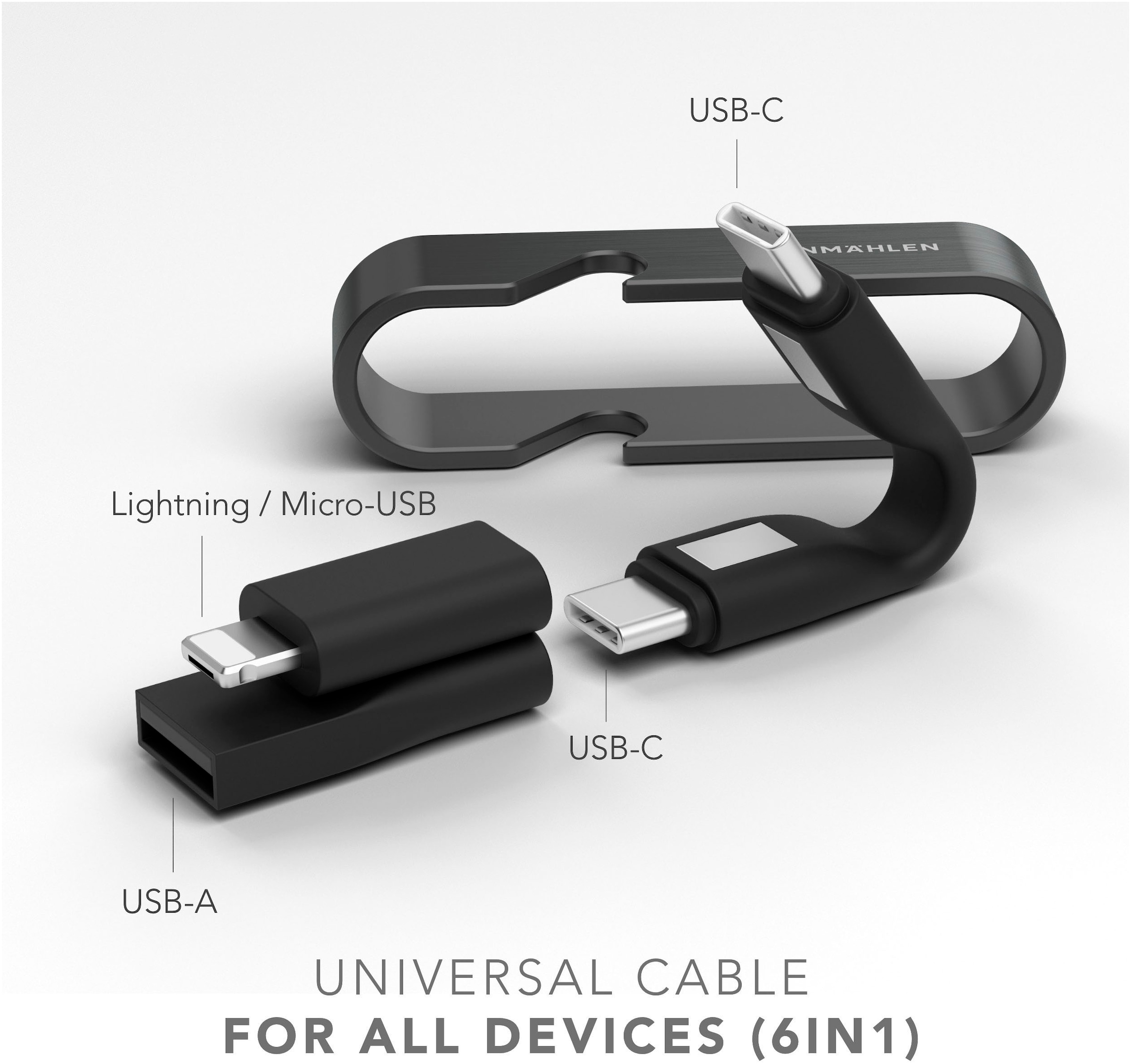 VONMÄHLEN USB-Kabel »High Six - All-in-One Backup Ladekabel«, bis zu 60 W Schnellladekabel