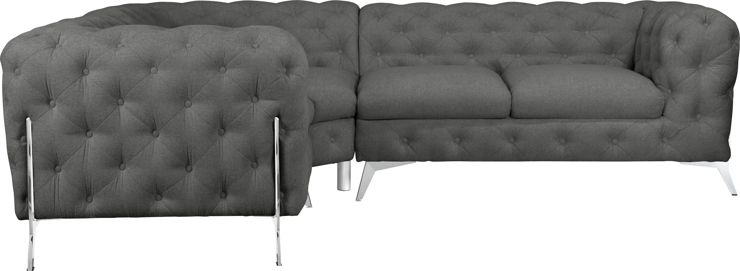 Leonique Chesterfield-Sofa »Amaury L-Form«, Chesterfield-Optik, Breite/Tiefe je 262 cm, Fußfarbe wählbar