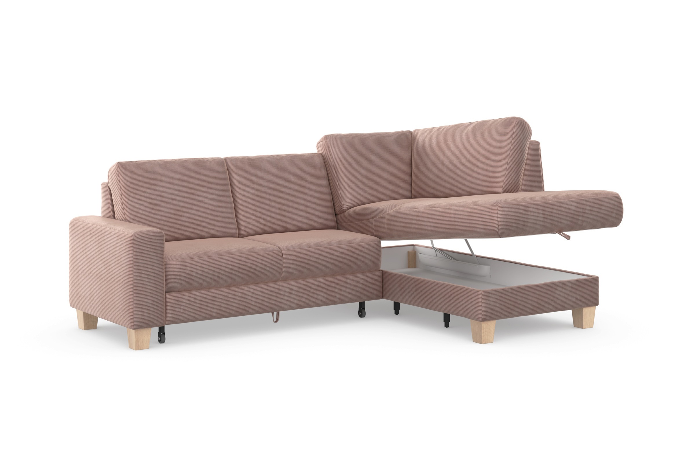 Home affaire Ecksofa »Summer L-Form«, mit Ottomane, wahlweise mit Bettfunktion und Bettkasten, Cord-Bezug
