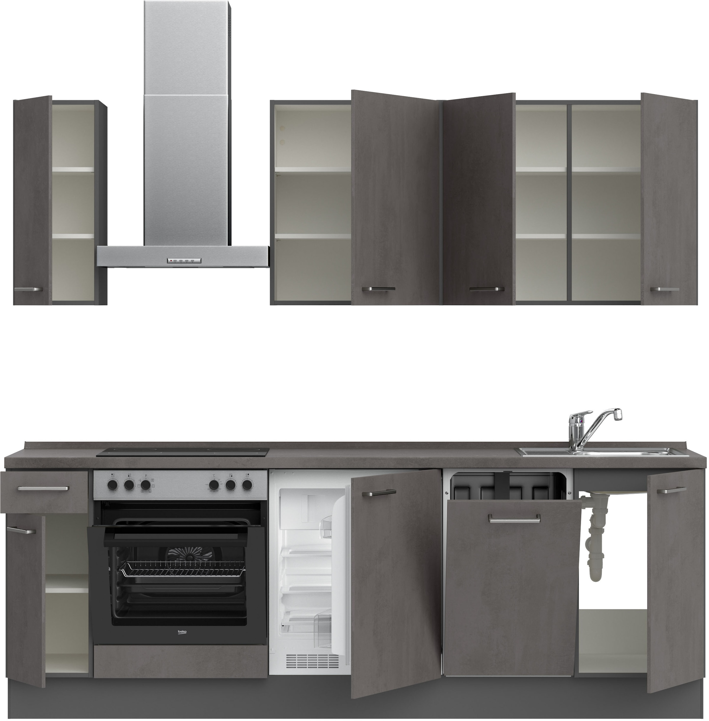 nobilia® Küchenzeile »"Riva I"«, vormontiert, Ausrichtung wählbar, Breite 240 cm, wahlw. mit E-Geräten