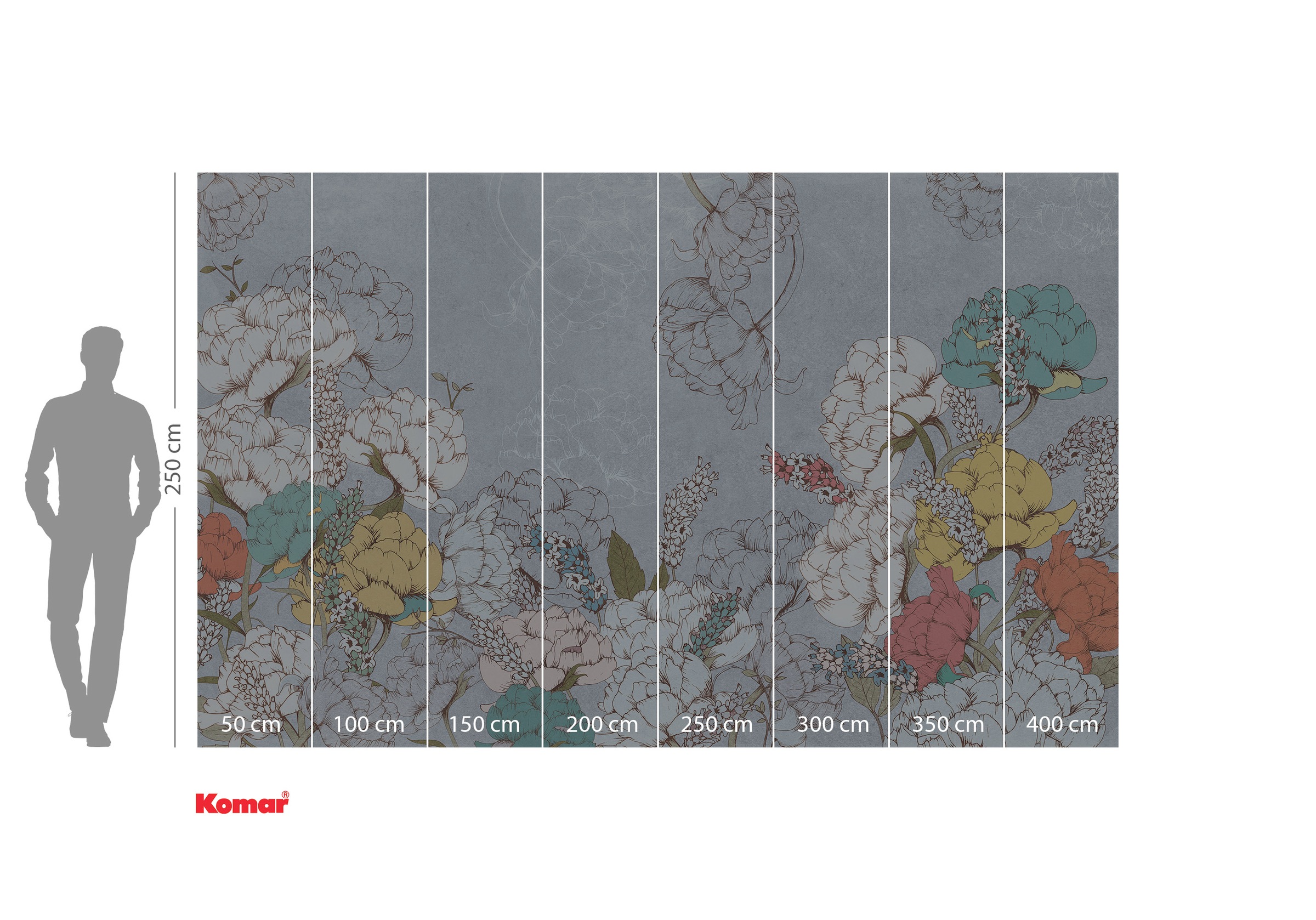 Komar Fototapete »Digitaldruck Vlies - Planting Peonies - Größe 400 x 250 cm«, bedruckt-floral-geblümt-gemustert-tropisch, Wohnzimmer, Schlafzimmer