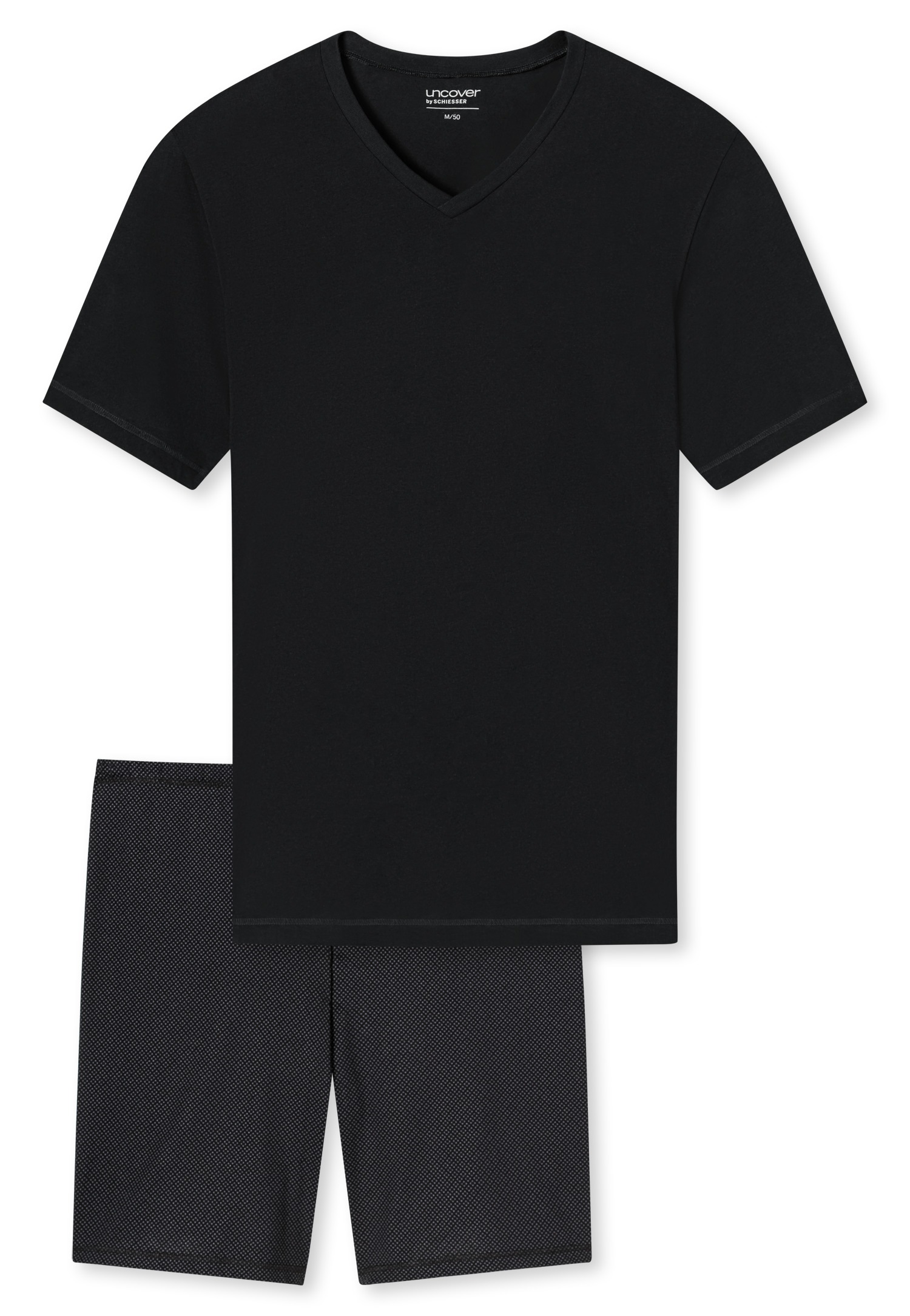 uncover by SCHIESSER Shorty »Uncover Nightwear« 2 tlg. V-Ausschnitt, Kurzarm, Kurze Hose, Reine Baumwolle, weich