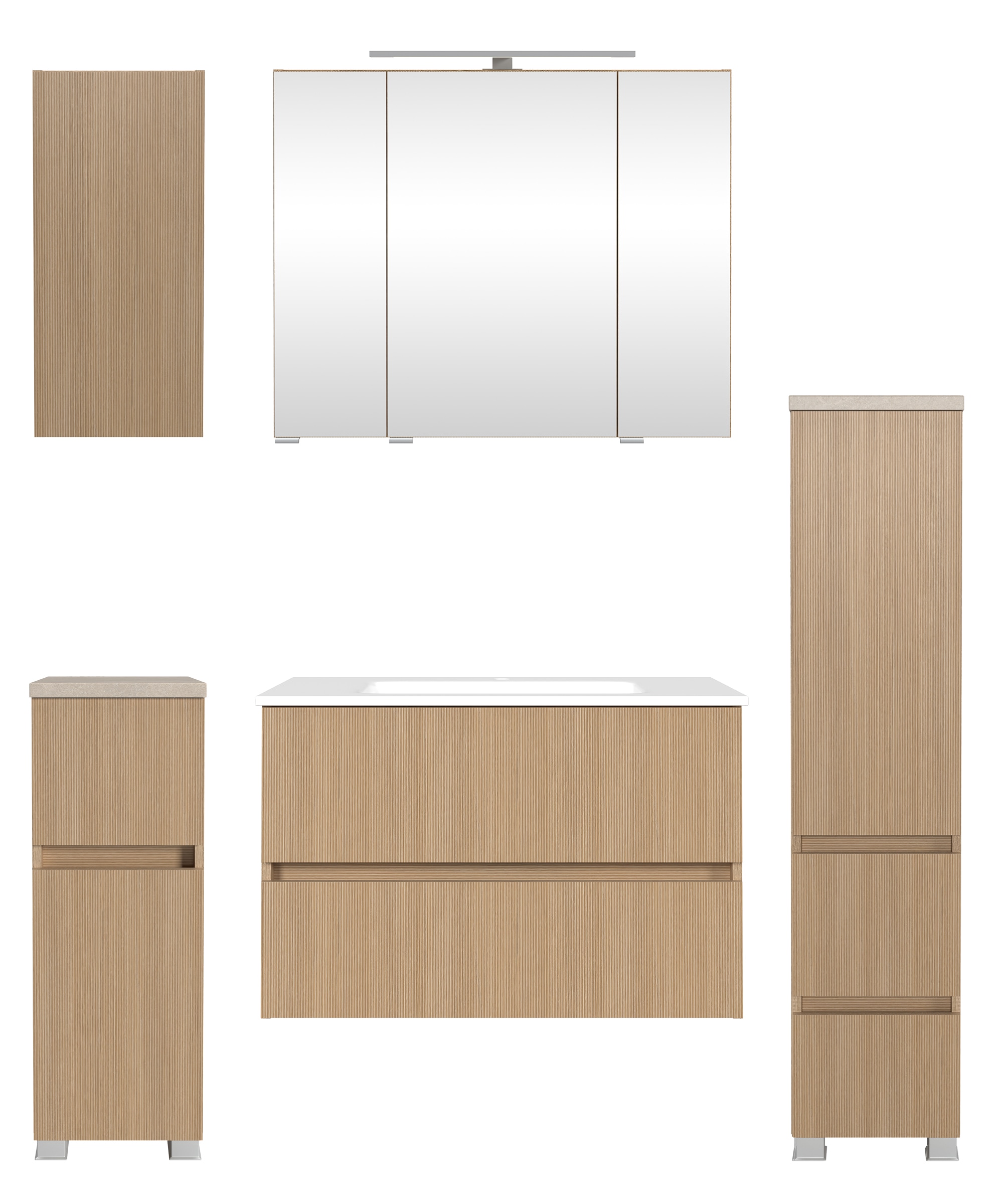welltime Badmöbel-Set »Set 140 cm breit, Badmöbel mit LED-Beleuchtung«, Hel günstig online kaufen