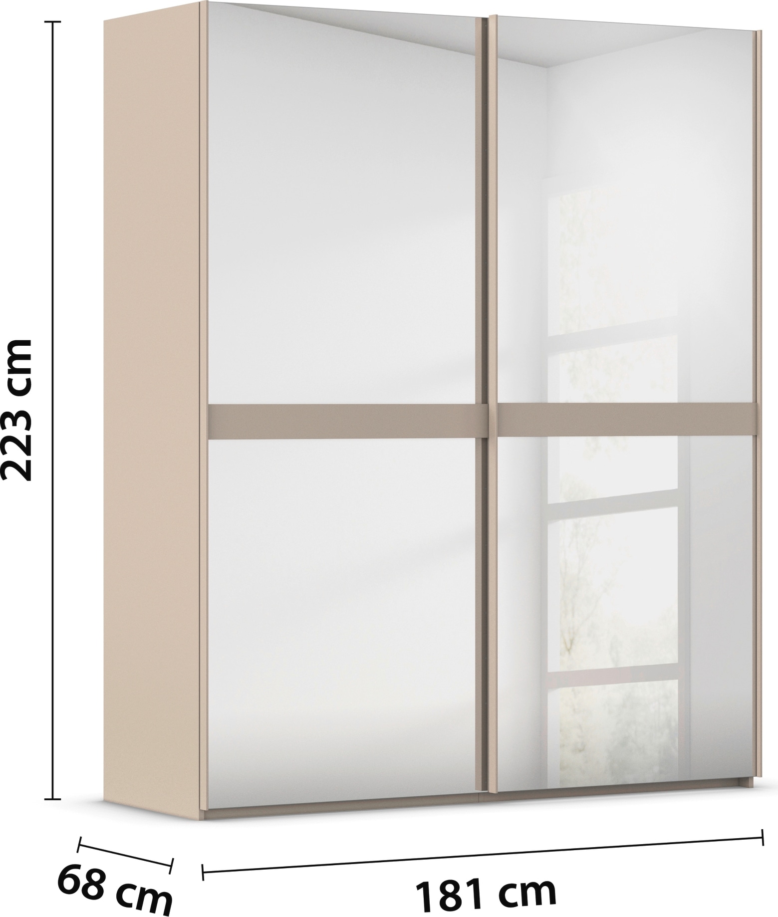 rauch Schwebetürenschrank »Kleiderschrank Schrank Garderobe Schlafzimmerschrank SCALE-LINE«, edle Optik mit Bauchbinde in Korpusfarbe Spiegelfront MADE IN GERMANY